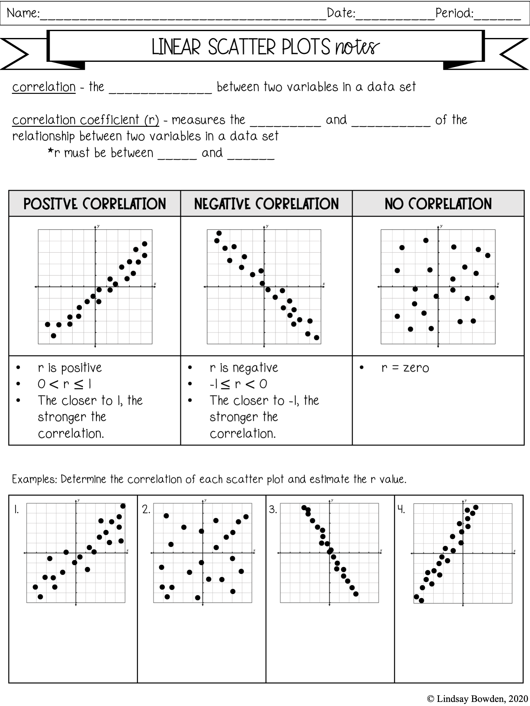 Scatter Plots Notes And Worksheets Lindsay Bowden Worksheets 