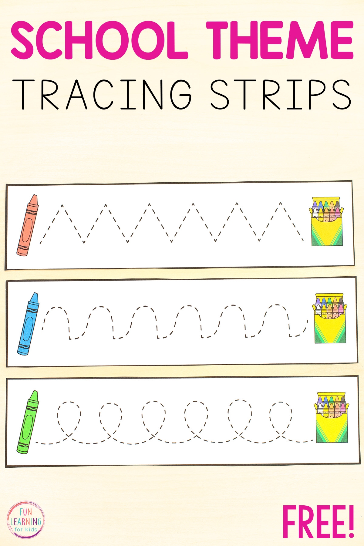 School Theme Tracing Strips For Pre Writing Practice