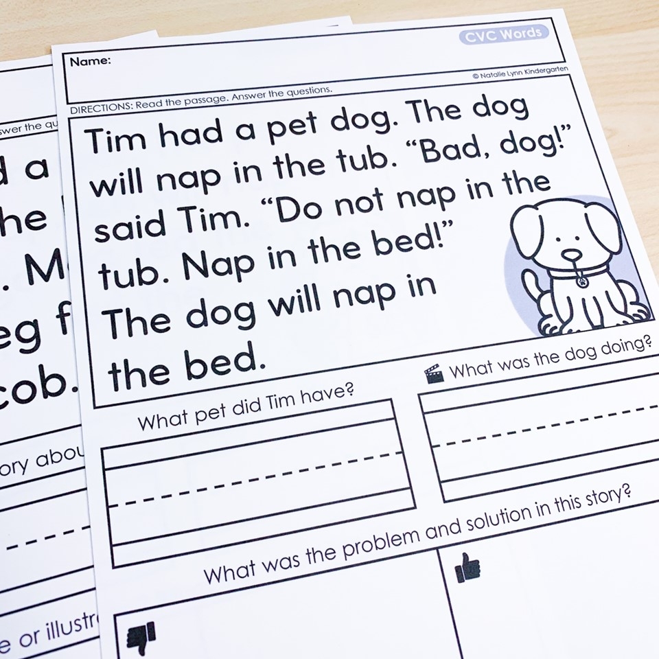 Science Of Reading SOR Decodable Reading Passages CVC Words