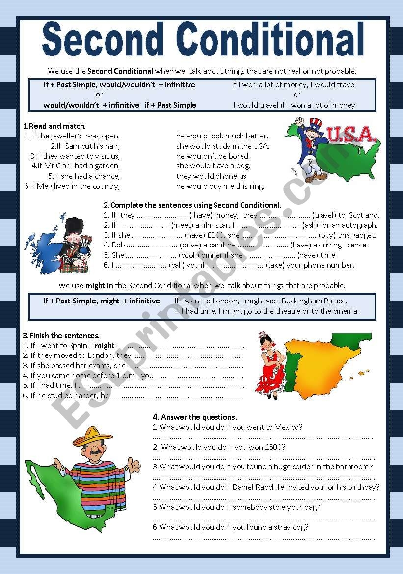 Second Conditional ESL Worksheet By Blanca
