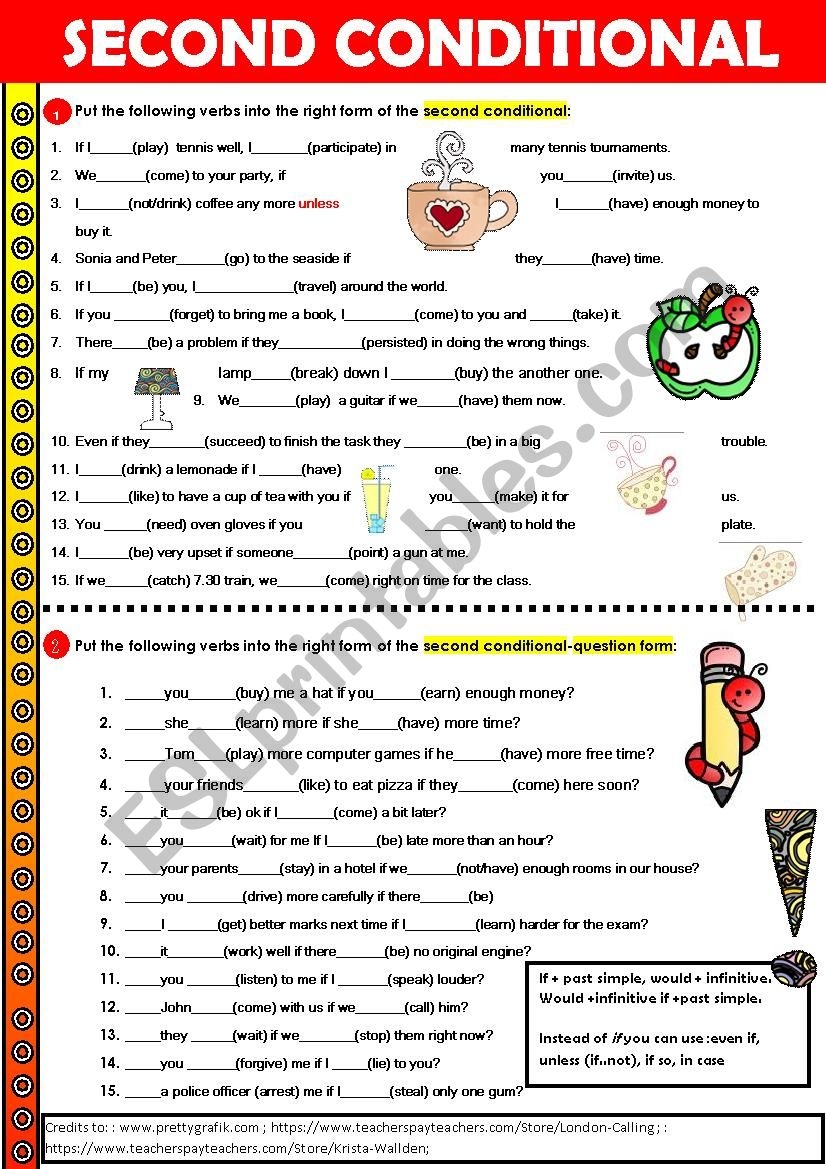 Second Conditional Free Printable Worksheets
