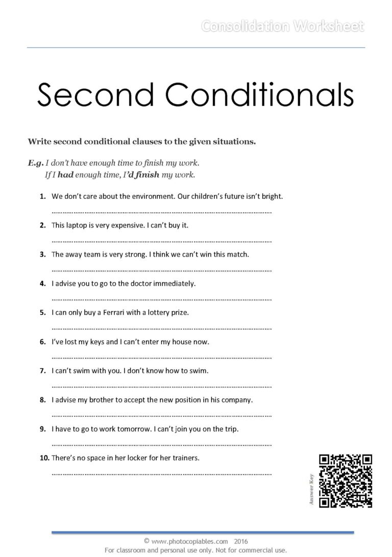 Second Conditionals Worksheet Photocopiables