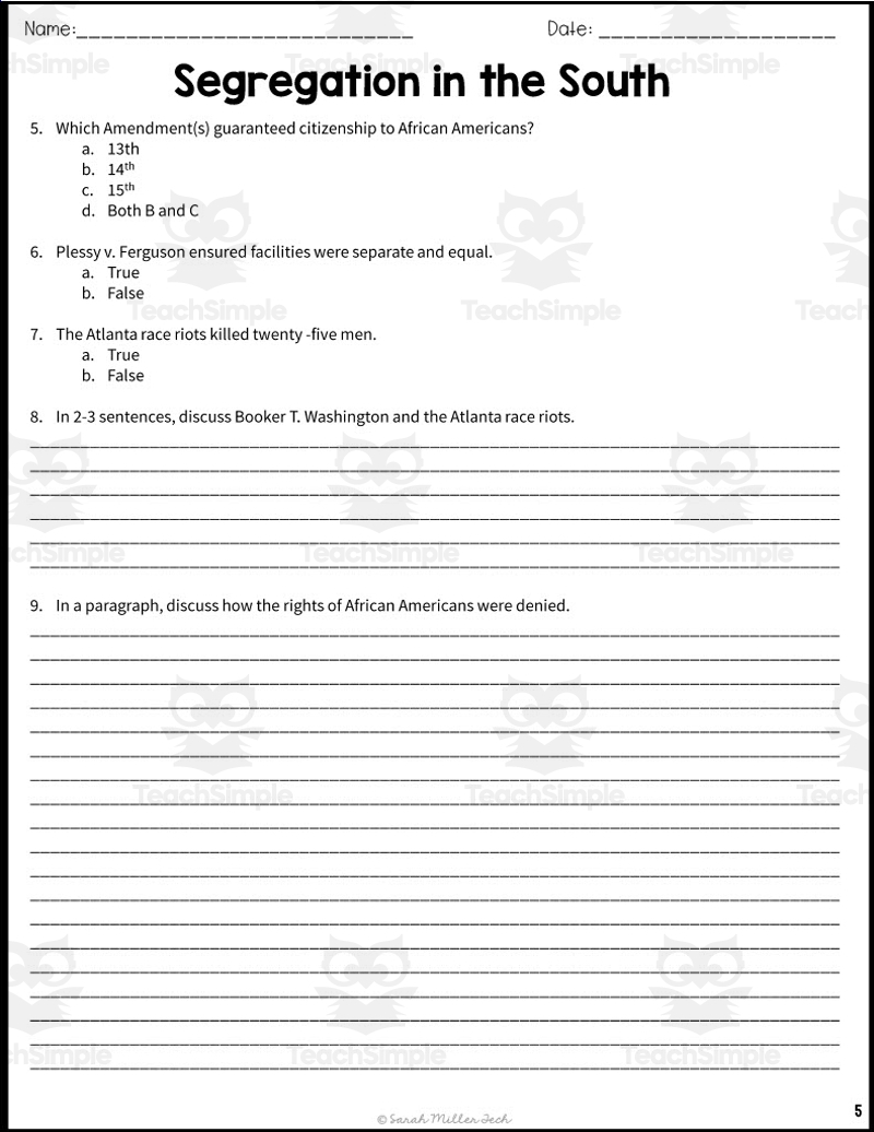 Segregation In The South Reading Packet