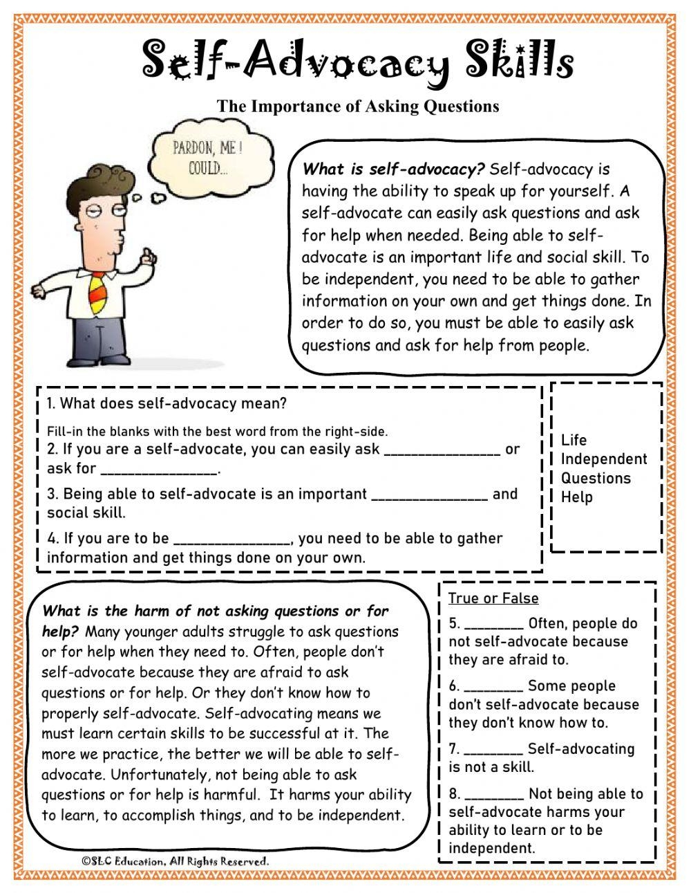 Self advocacy Part 1 Online Exercise For Live Worksheets Worksheets Library