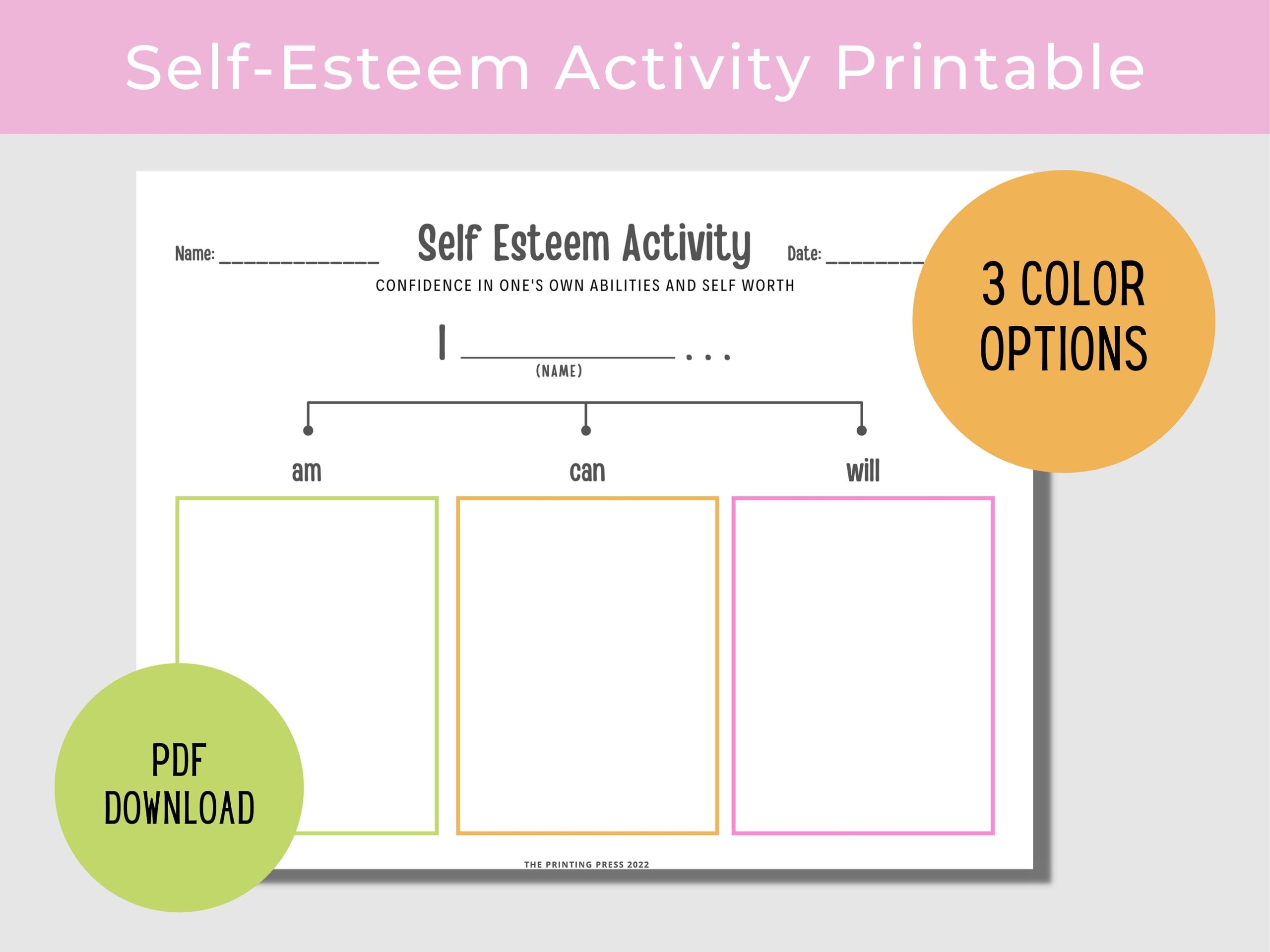 Self Esteem Worksheet For Kids U0026 Teens Self Esteem Mental Health Social Emotional Learning Self Esteem Mental Health Therapy Worksheets Etsy