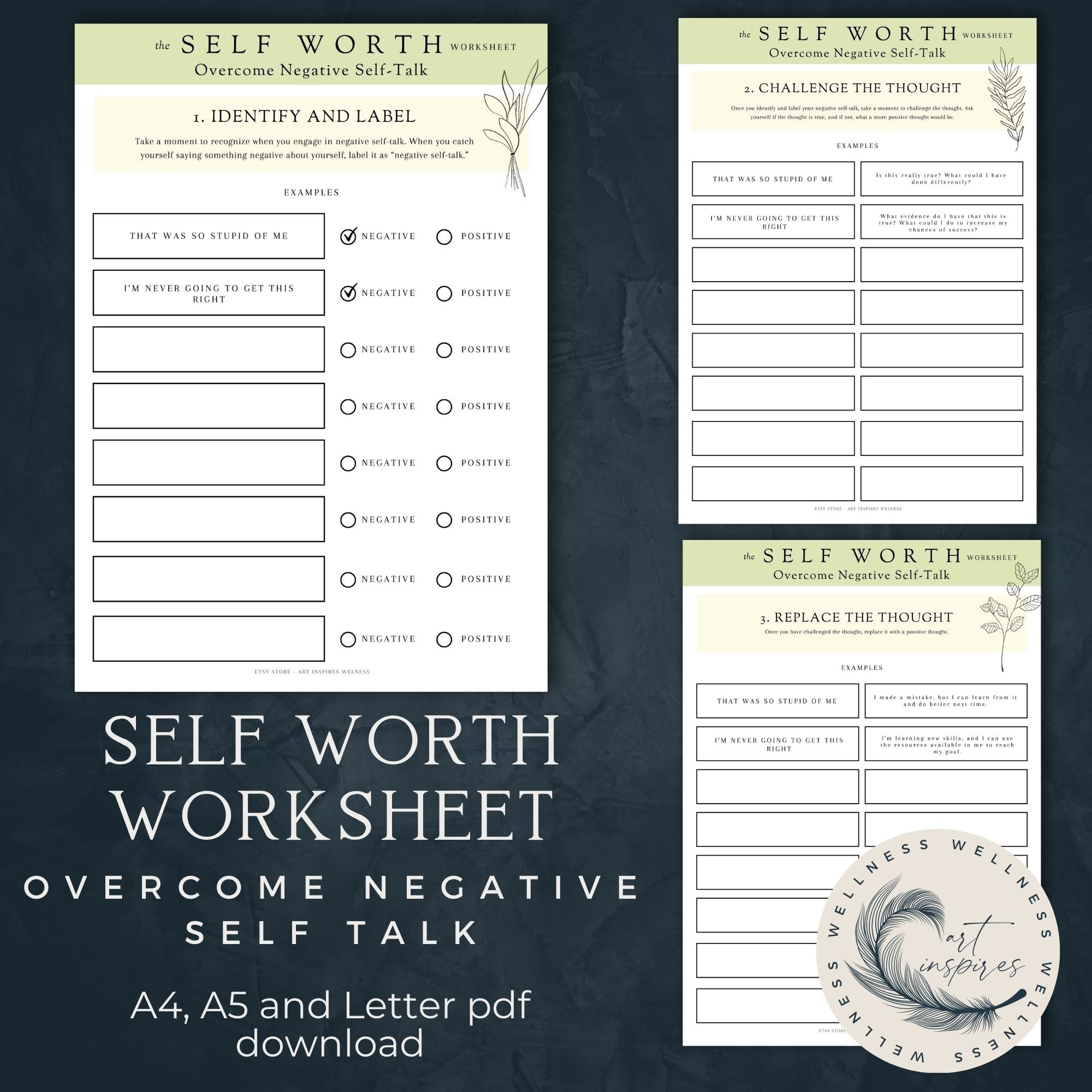Free Printable Negative Self Talk Worksheet