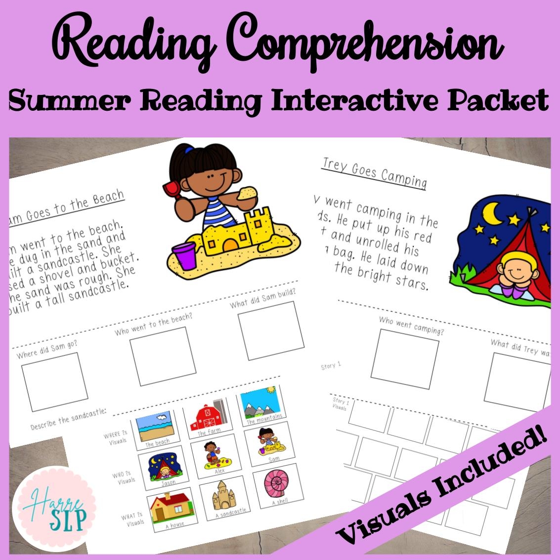 Free Summer Themed Reading Comprehension Worksheets