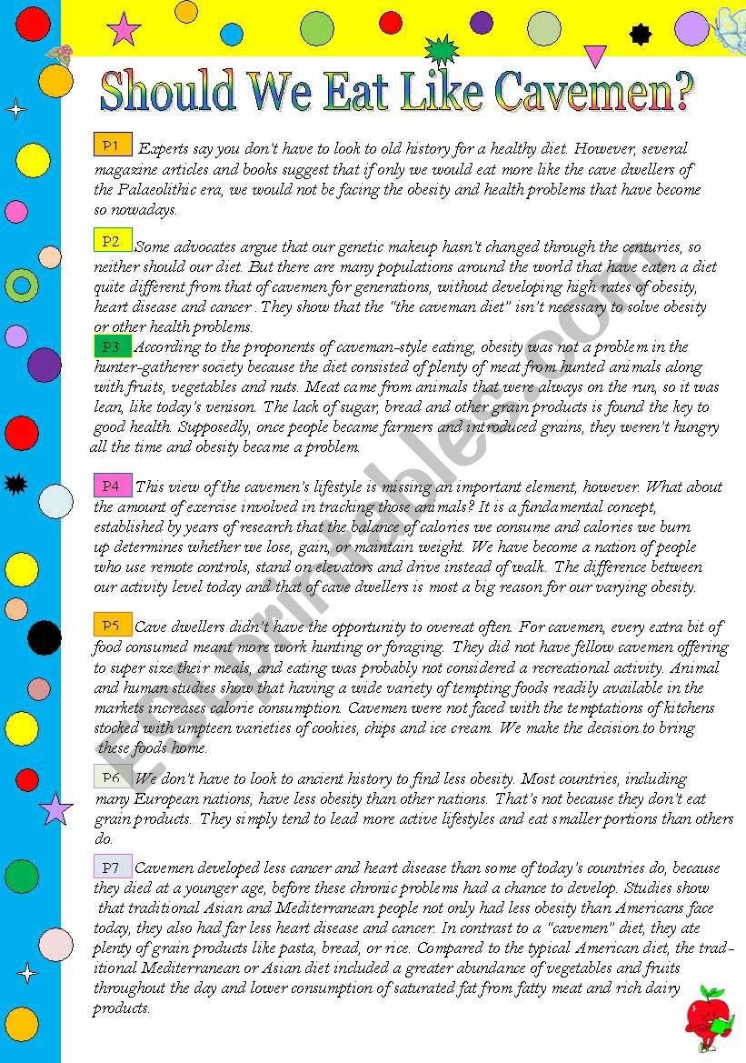 Should We Eat Like Cavemen A Complete Project With Many Tasks And 