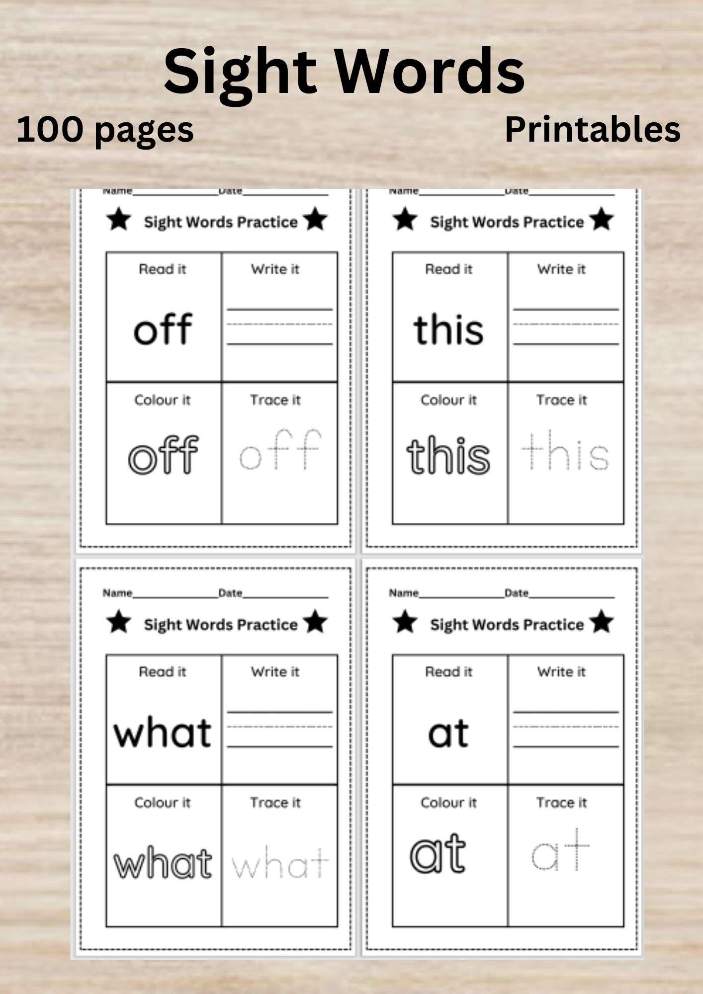 Sight Words Worksheets 100 Pages Downloadable Worksheets