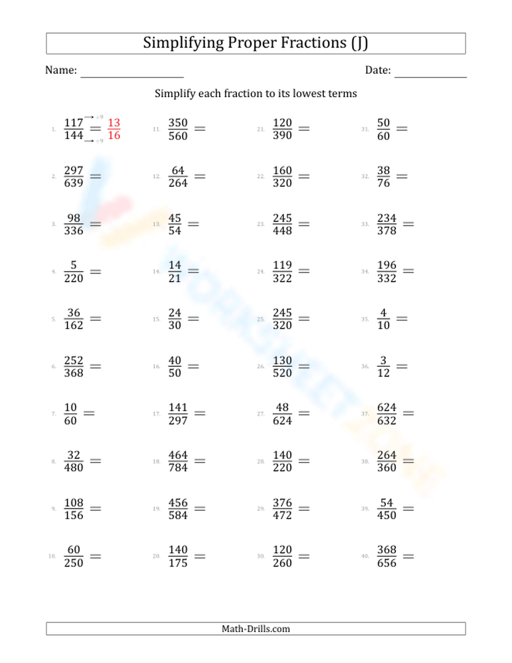 Simplifying Fractions Worksheet No 3 Worksheets Math Center 