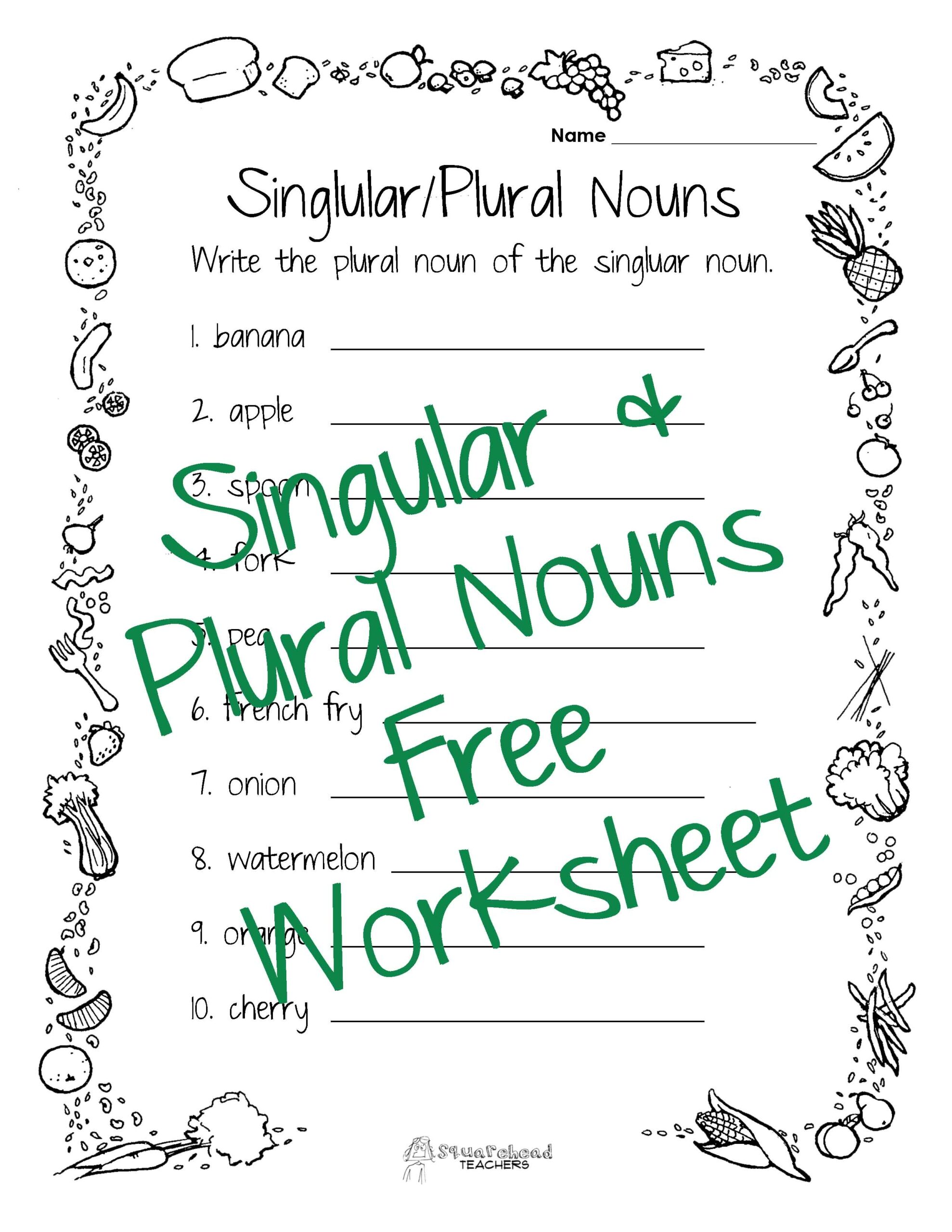 Singular Plural Nouns Worksheet Squarehead Teachers