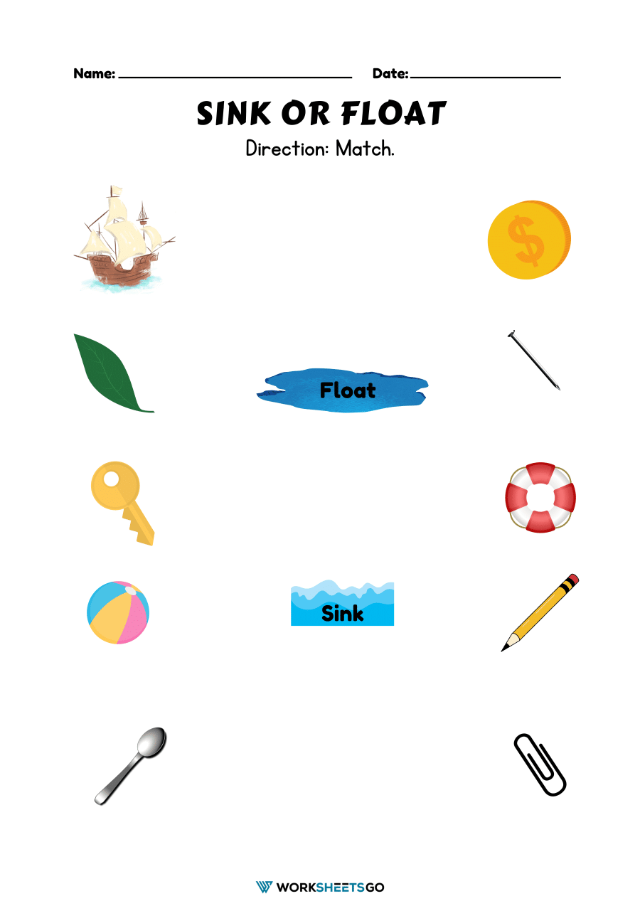 Free Printable Sink And Float Worksheets