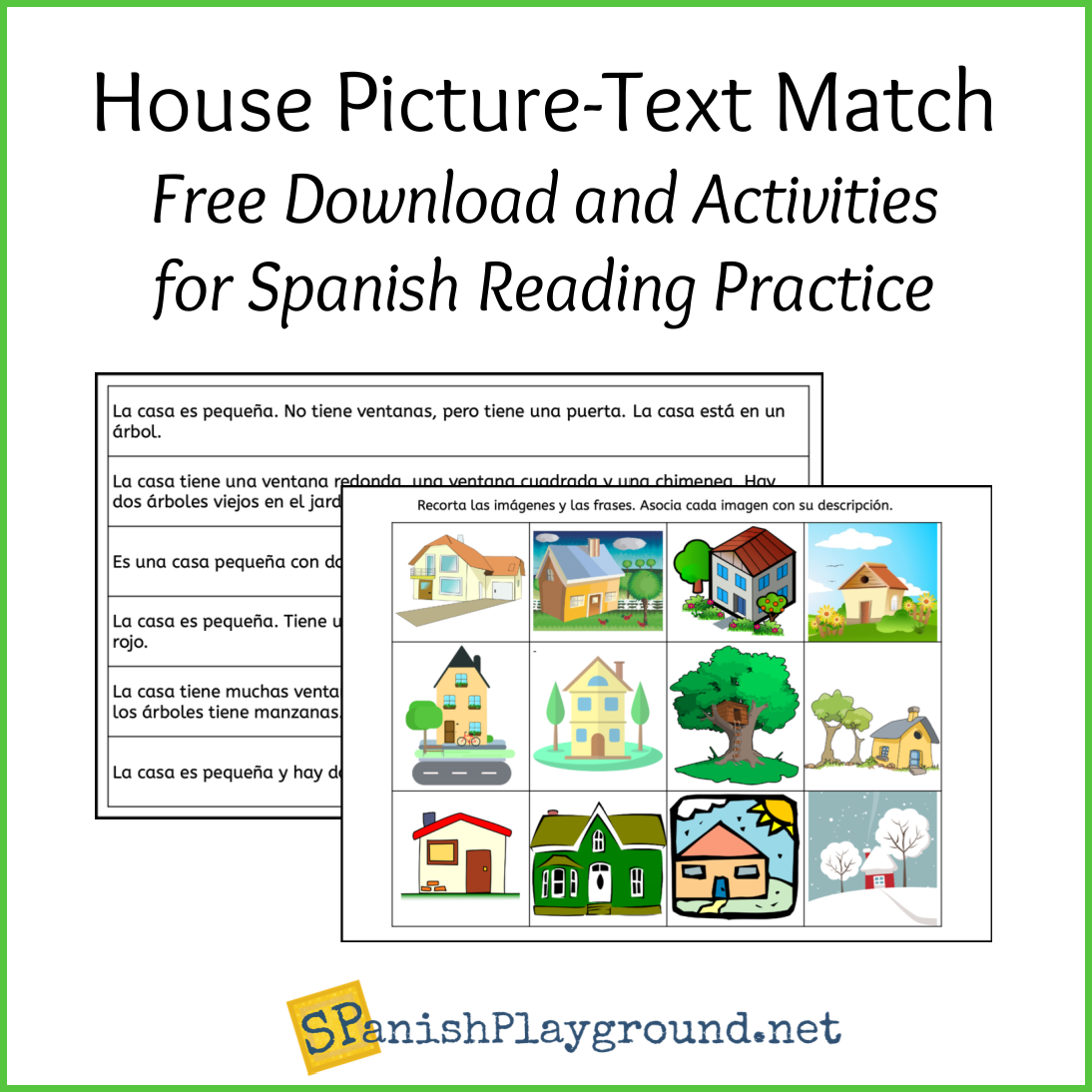 Spanish Reading Practice For Beginners House Picture Match Spanish Playground