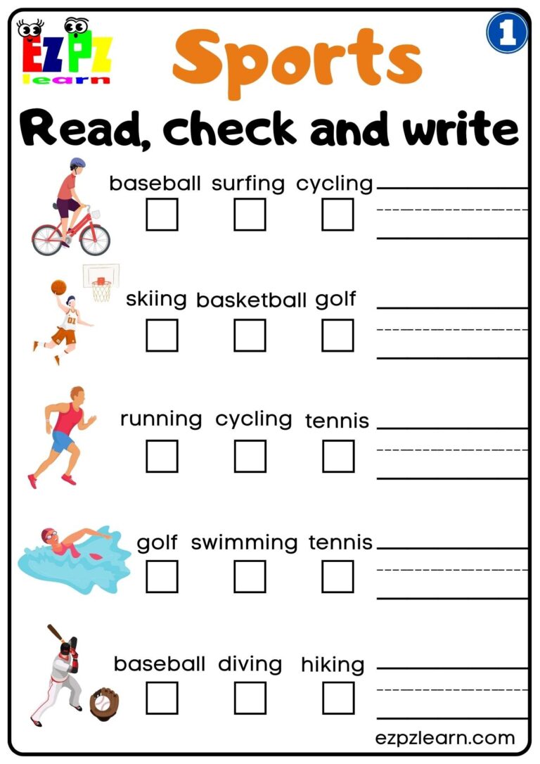 Sports Ezpzlearn Worksheets Library