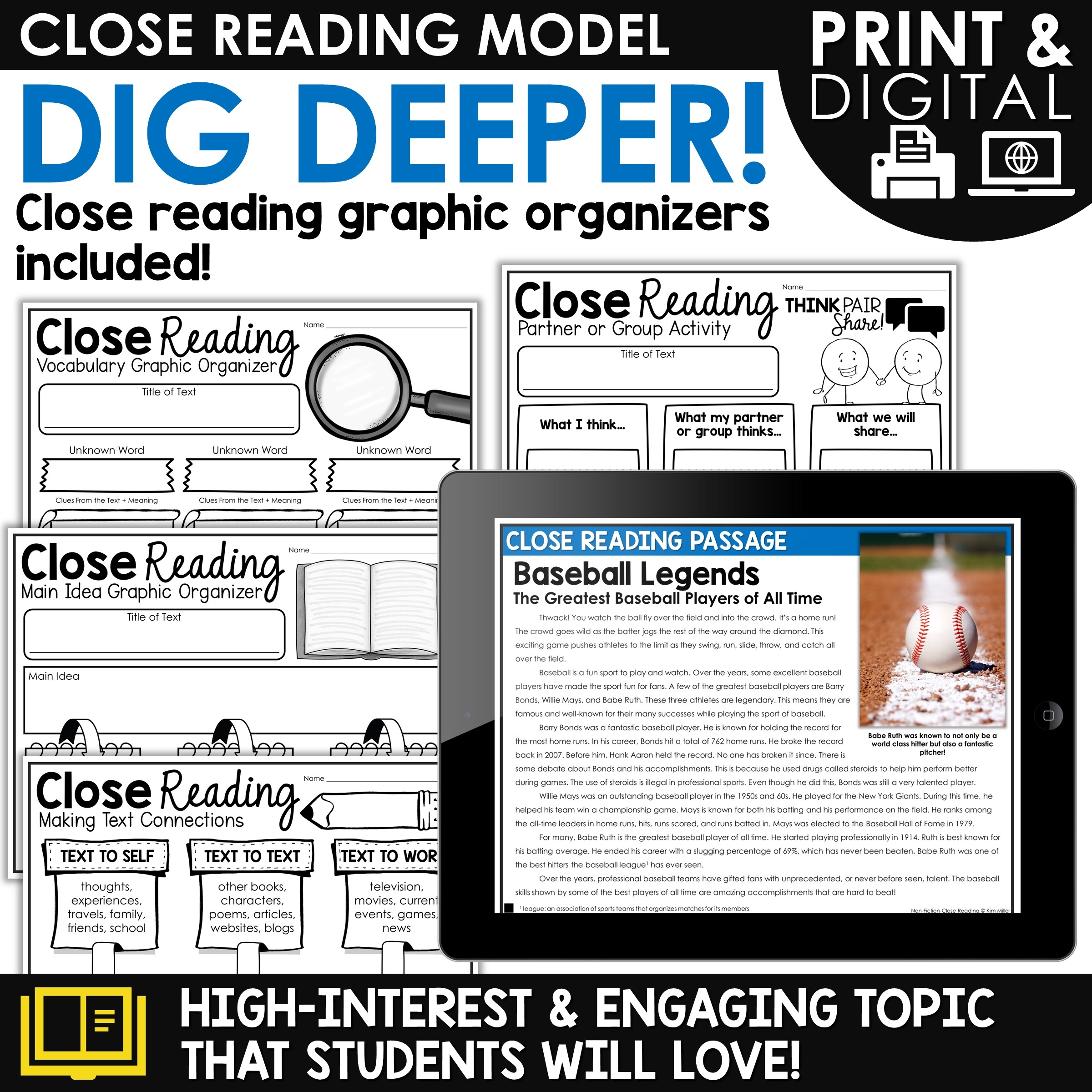 Spring Baseball Close Reading Comprehension Passages U0026 Questions 