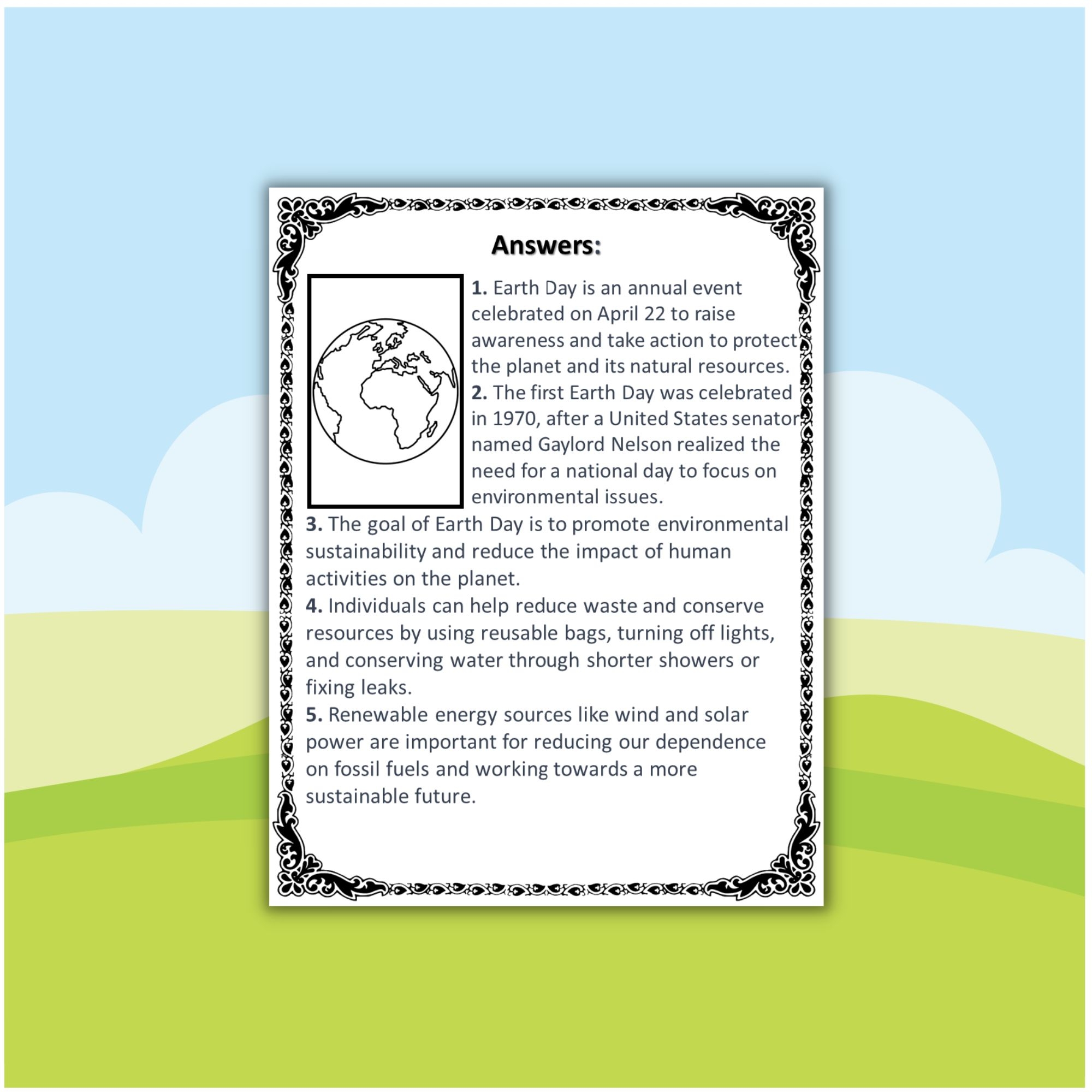 Earth Reading Comprehension Worksheet Item 3020