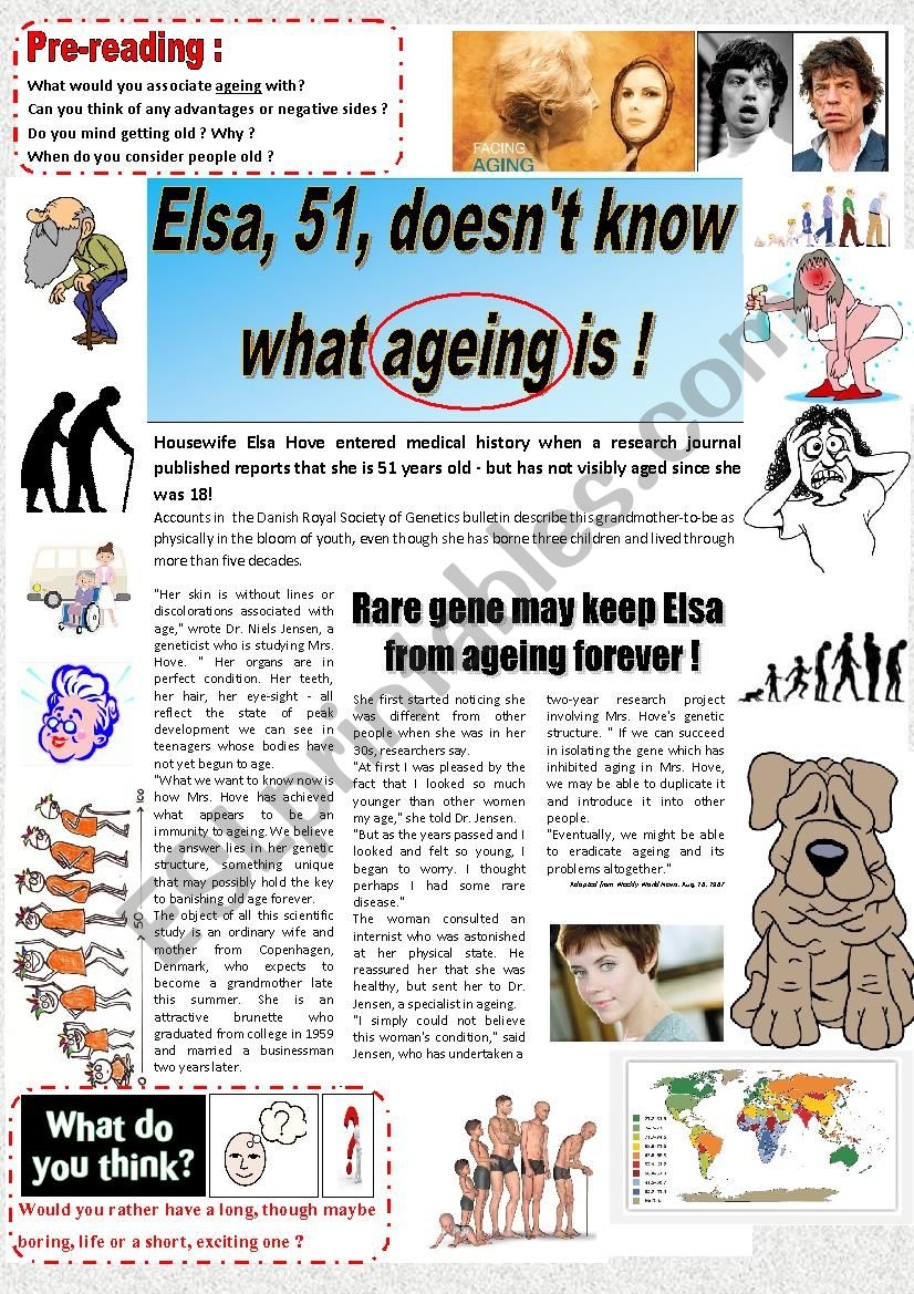 STOP To AGEING READING Comprehension Questions KEY ESL Worksheet By Karagozian