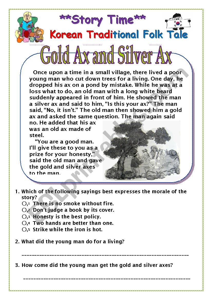 Story Time Korean Folk Take The Gold Ax And The Silver Ax Read 