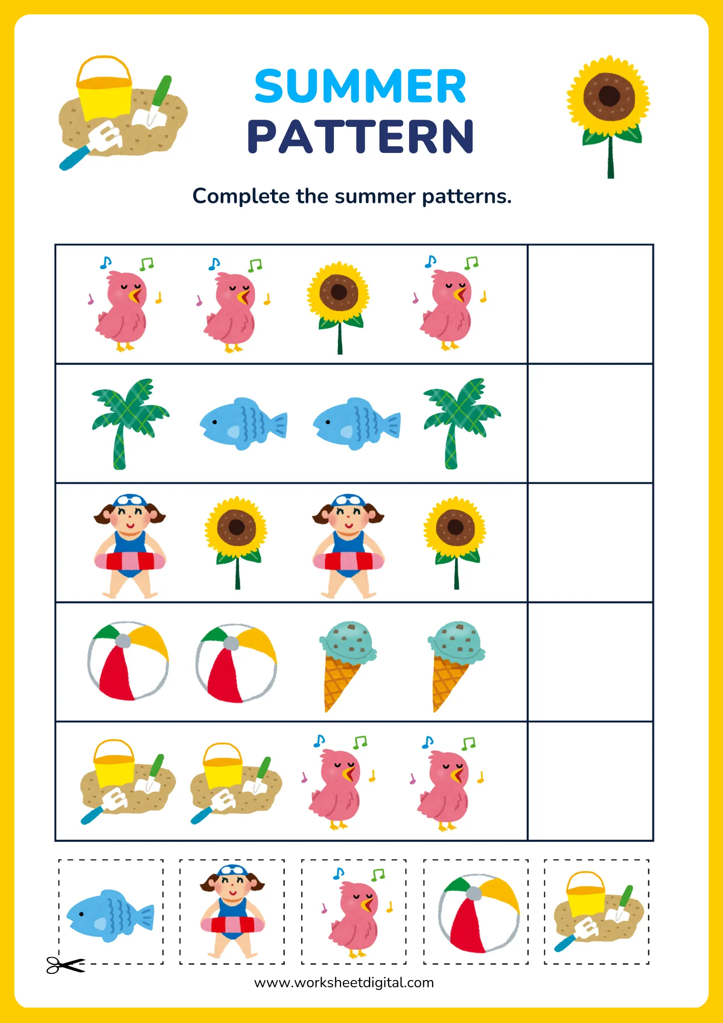 Summer Pattern Worksheet Digital 1 Teacher Made Resources