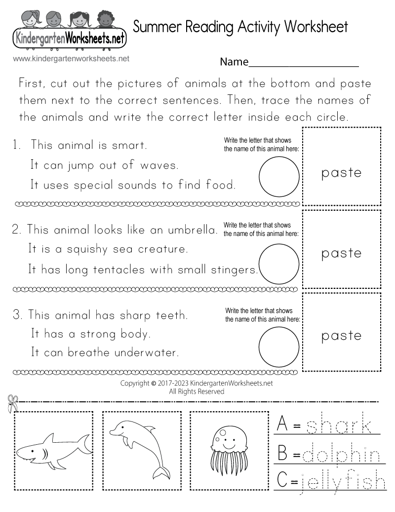 Free Summer Reading Comprehension Worksheets