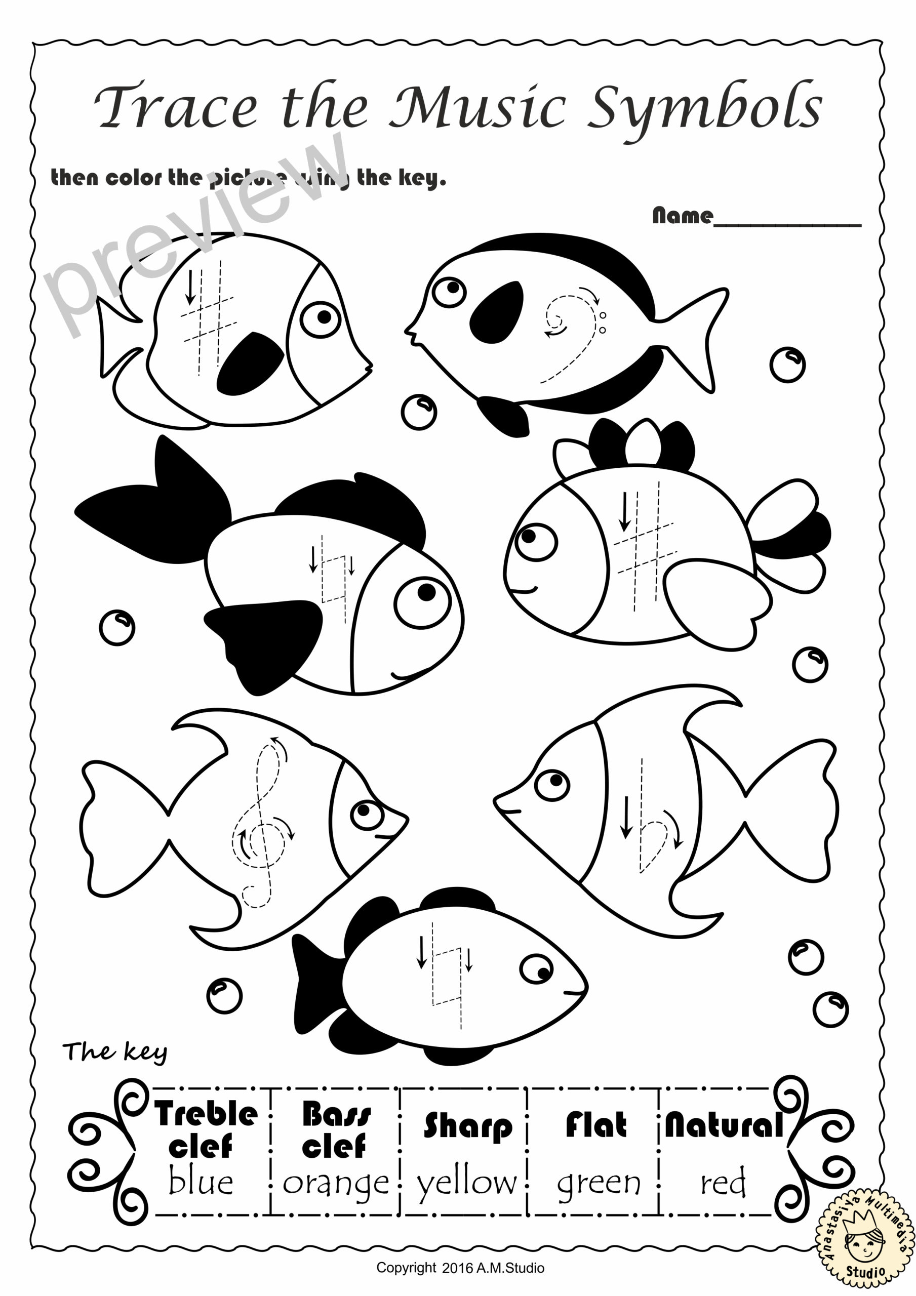 Summer Trace And Color Music Worksheets Worksheets Library