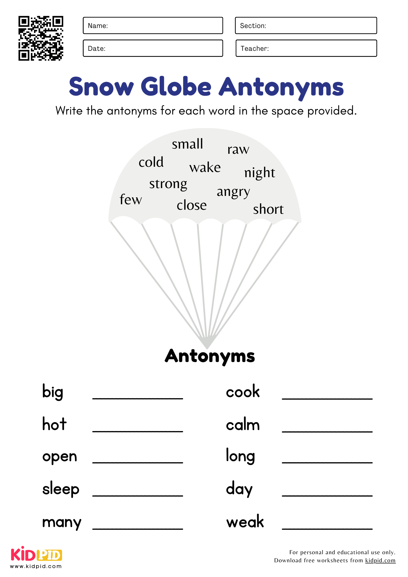 Synonyms U0026 Antonyms Worksheets For Kindergarten To Grade 5 Kidpid