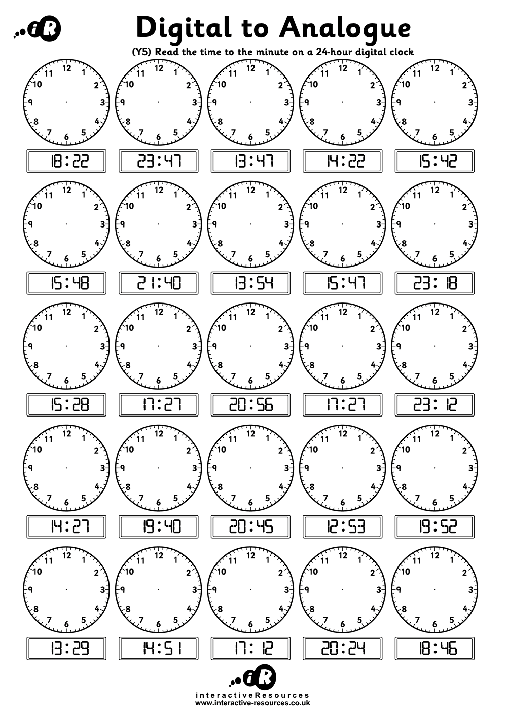 Teaching Time Free Telling Time Worksheets