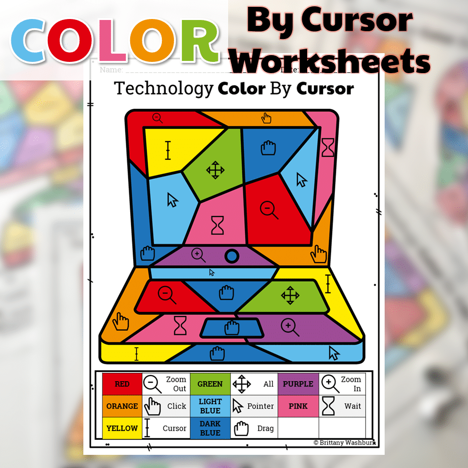 Technology Color By Cursor Printable Worksheets 