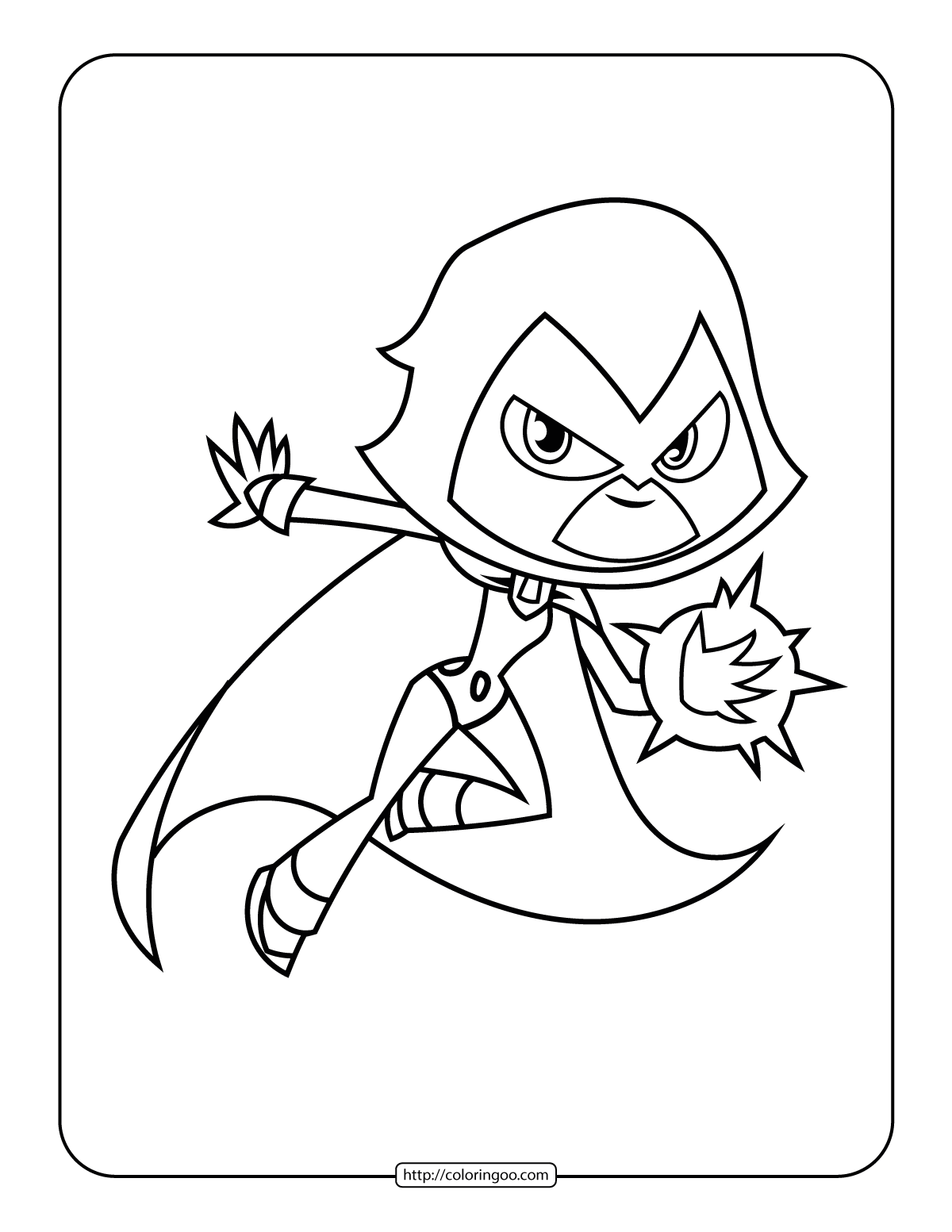 Teen Titans Go Raven Coloring Sheet