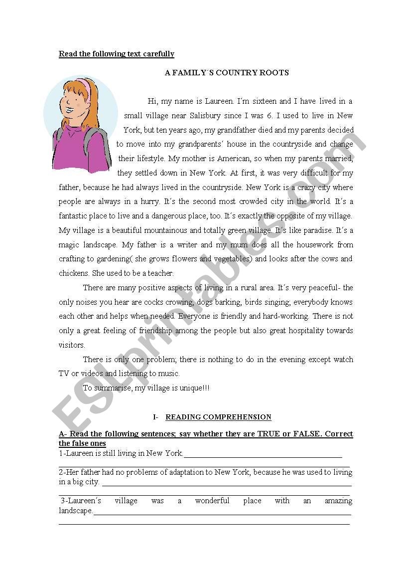 Test On The Countryside VS The City ESL Worksheet By 
