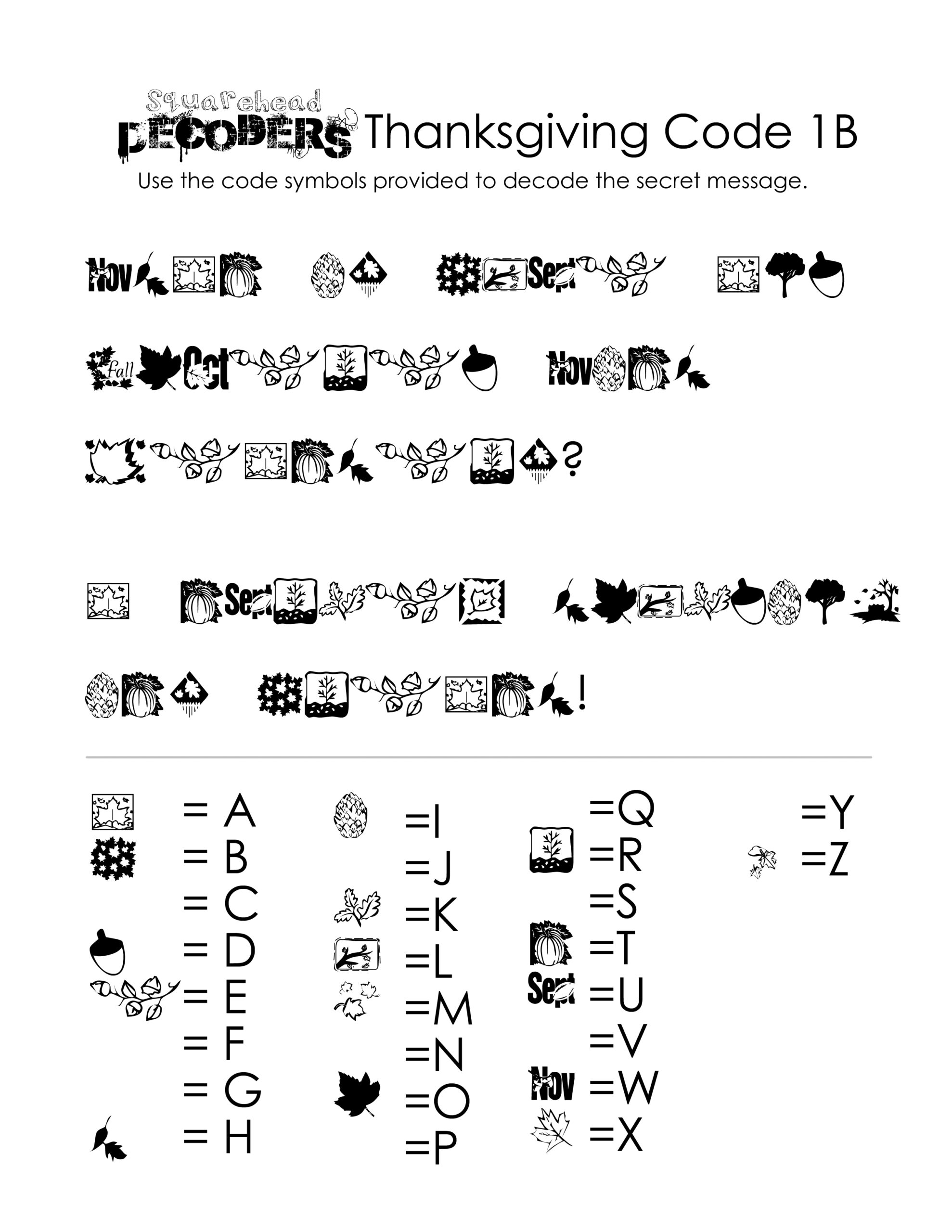Thanksgiving Decoding Worksheets free Squarehead Teachers Worksheets Library