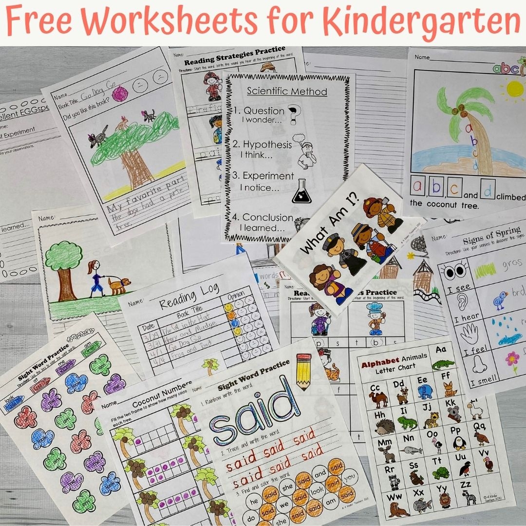 The Best Kindergarten FREE Worksheets 4 Kinder Teachers