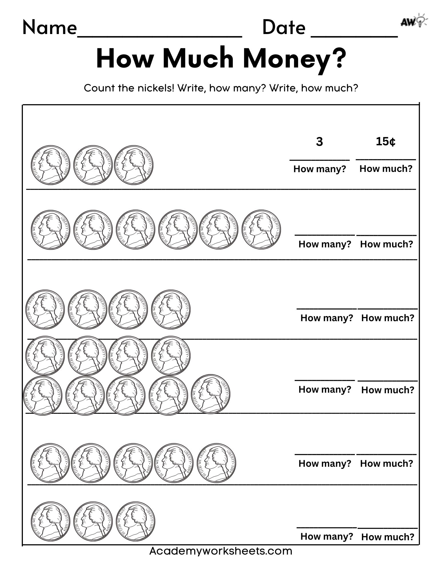 The Best Value Of Coins Worksheet Counting Nickels Academy 