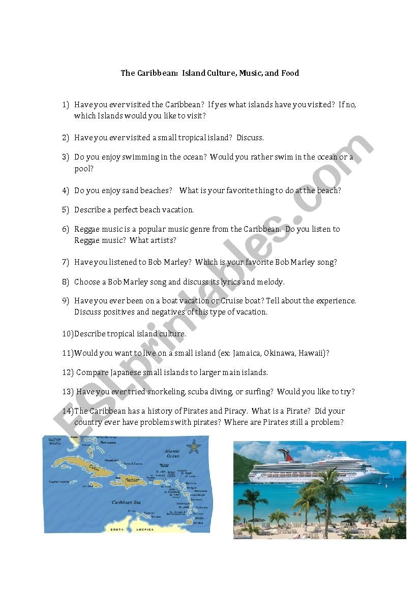 Caribbean Reading Comprehension Worksheets