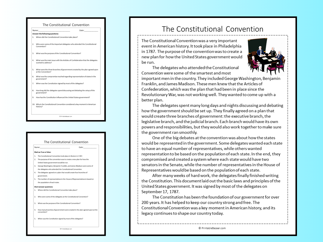 The Constitutional Convention Reading Comprehension Passage 