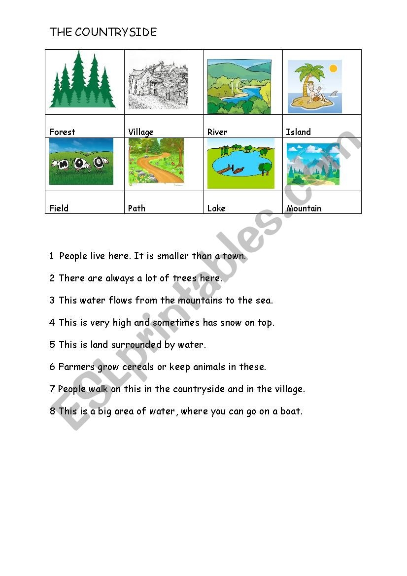THE COUNTRYSIDE ESL Worksheet By Javier12