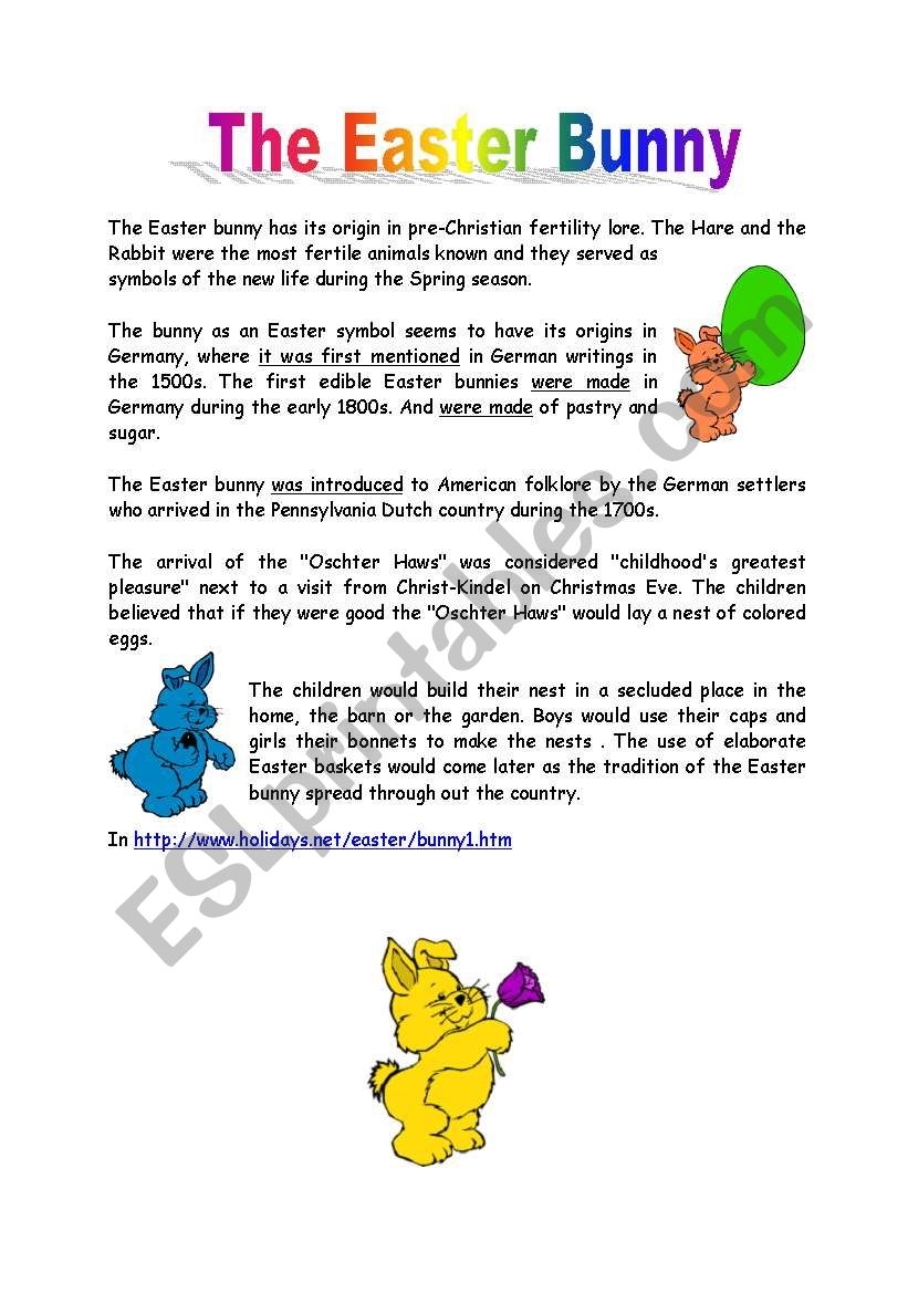 The Easter Bunny ESL Worksheet By ARaquelSP