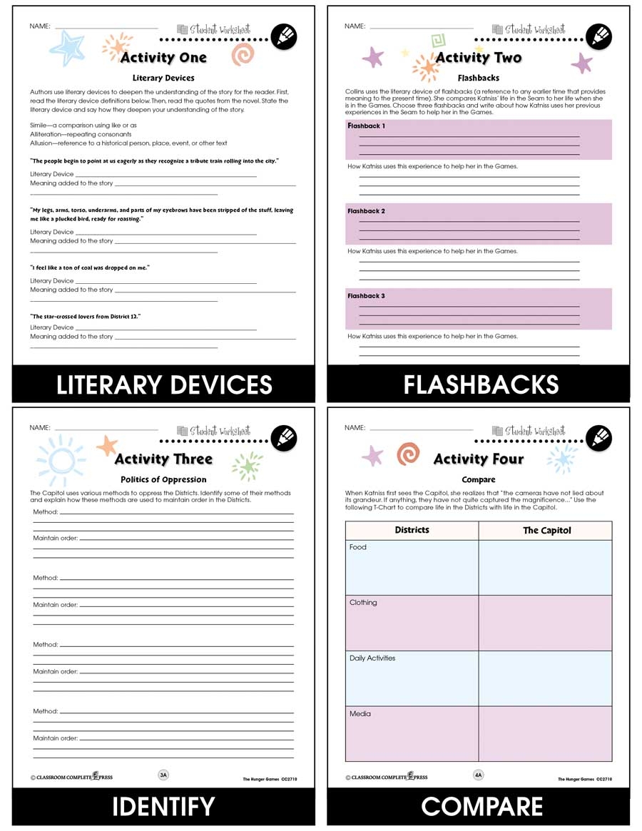 The Hunger Games BONUS WORKSHEETS Grades 7 To 8 EBook Worksheets Library