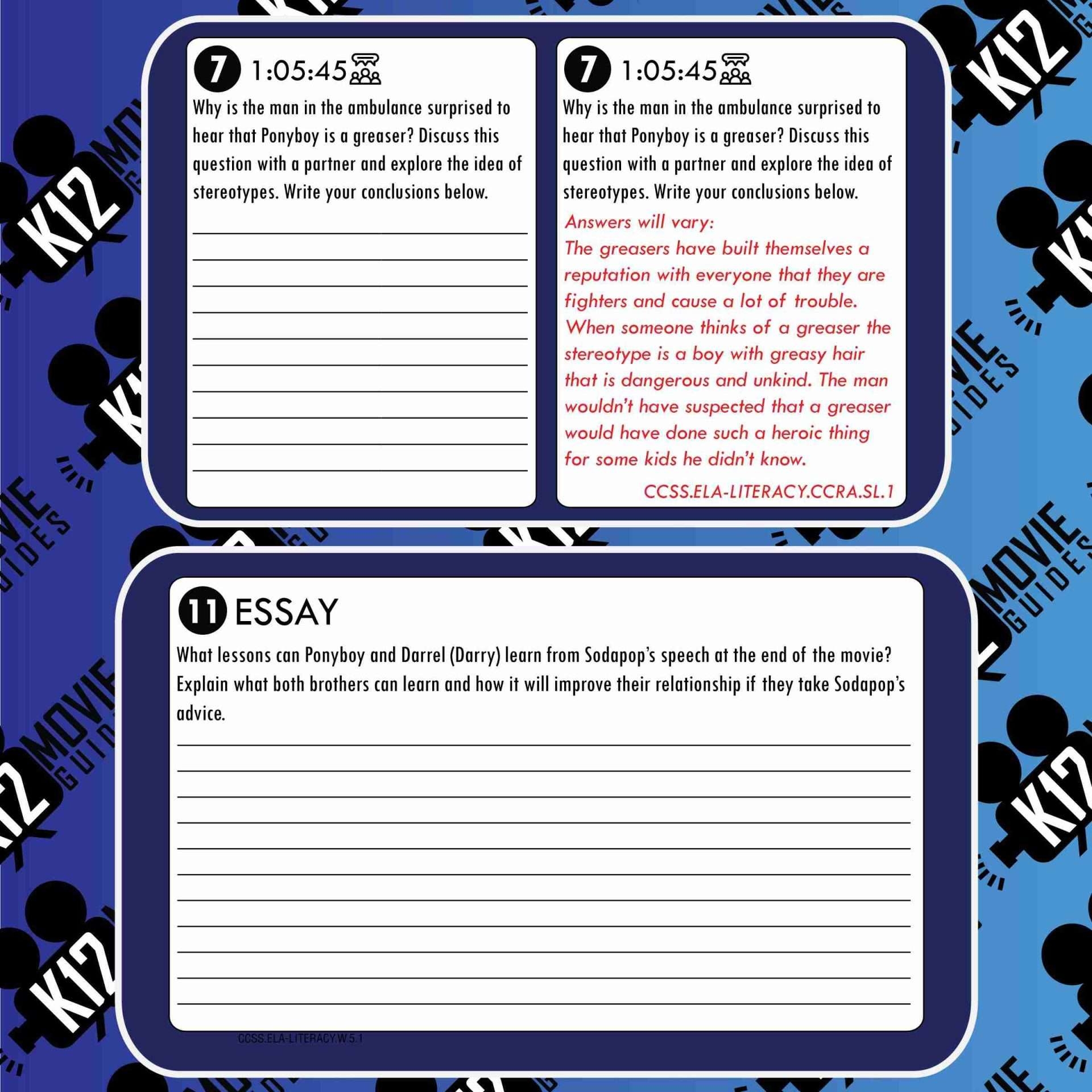 The Outsiders Free Printable Worksheets