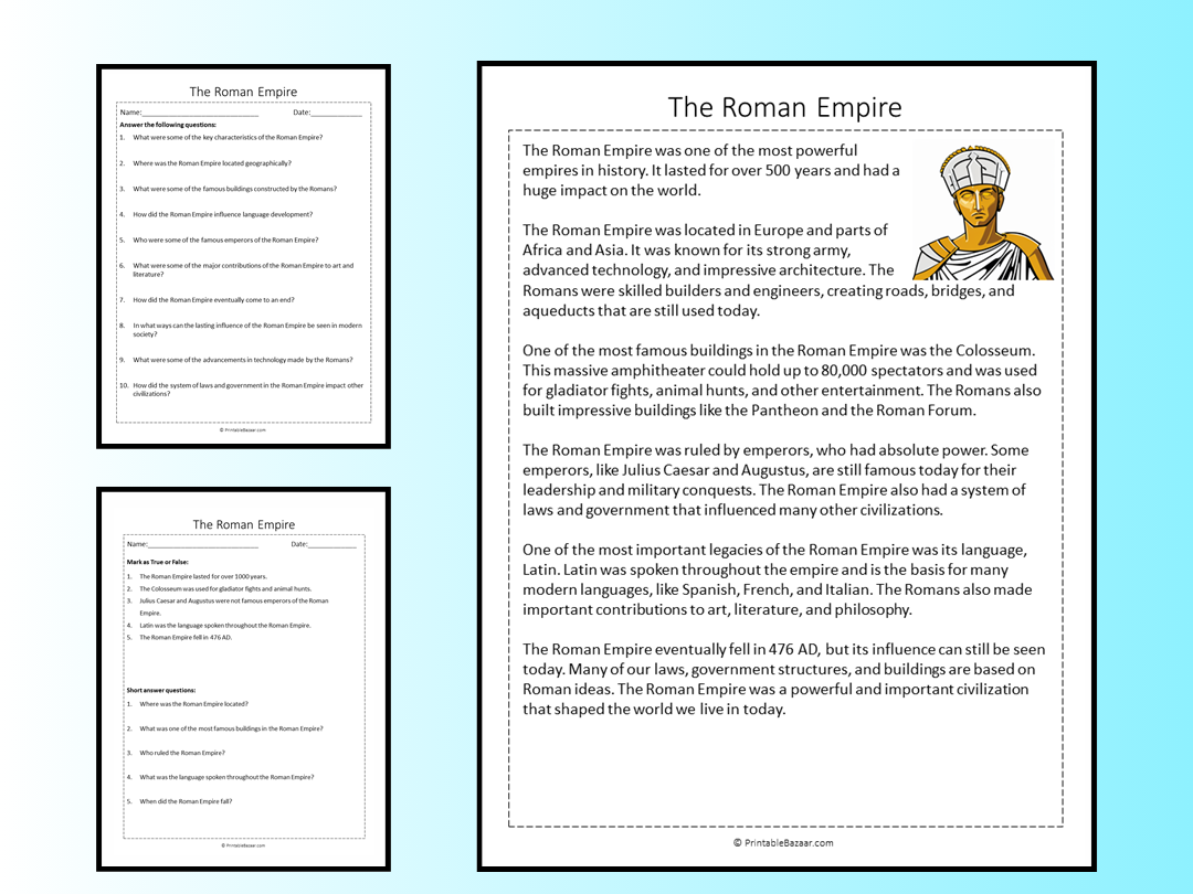 Elementary Augustus Reading Comprehension Worksheet