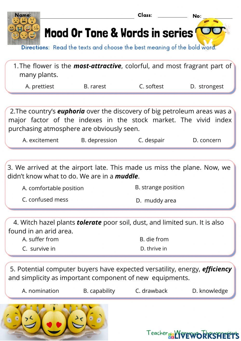 Tone Worksheet 4 Reading Activity Worksheets Library