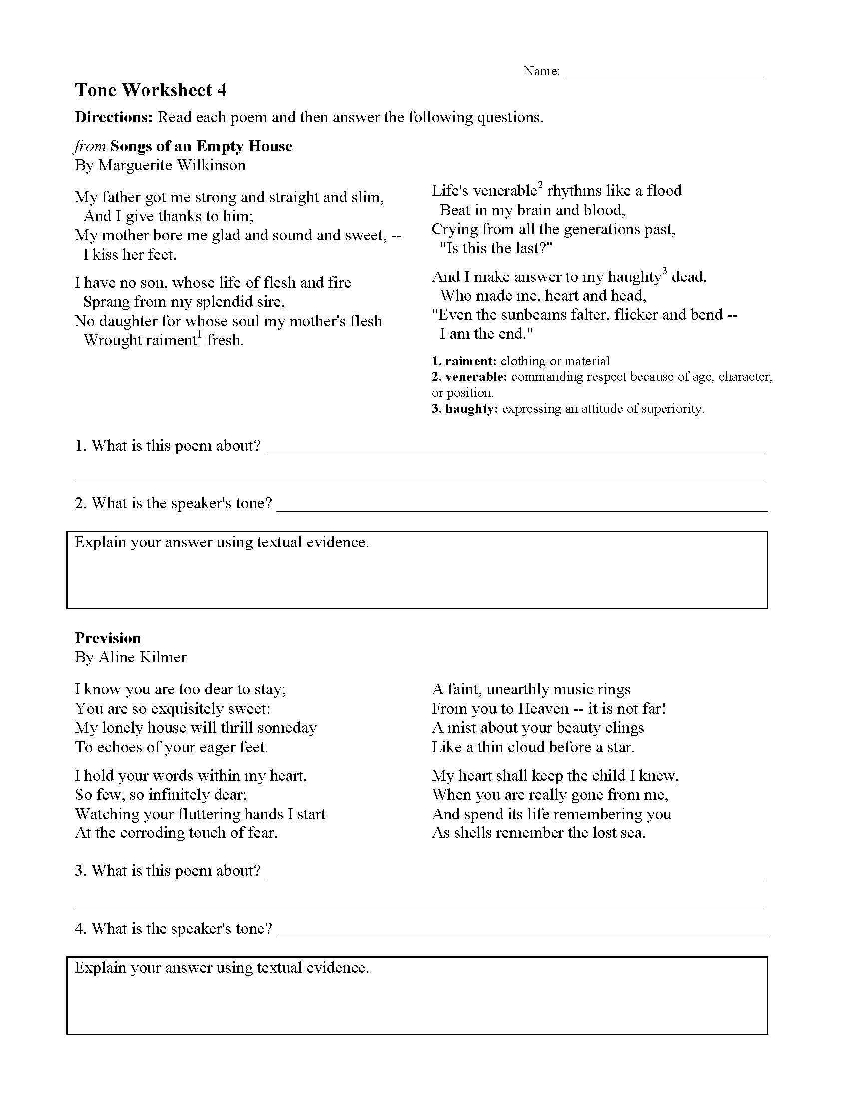 Tone Worksheets Ereading Worksheets