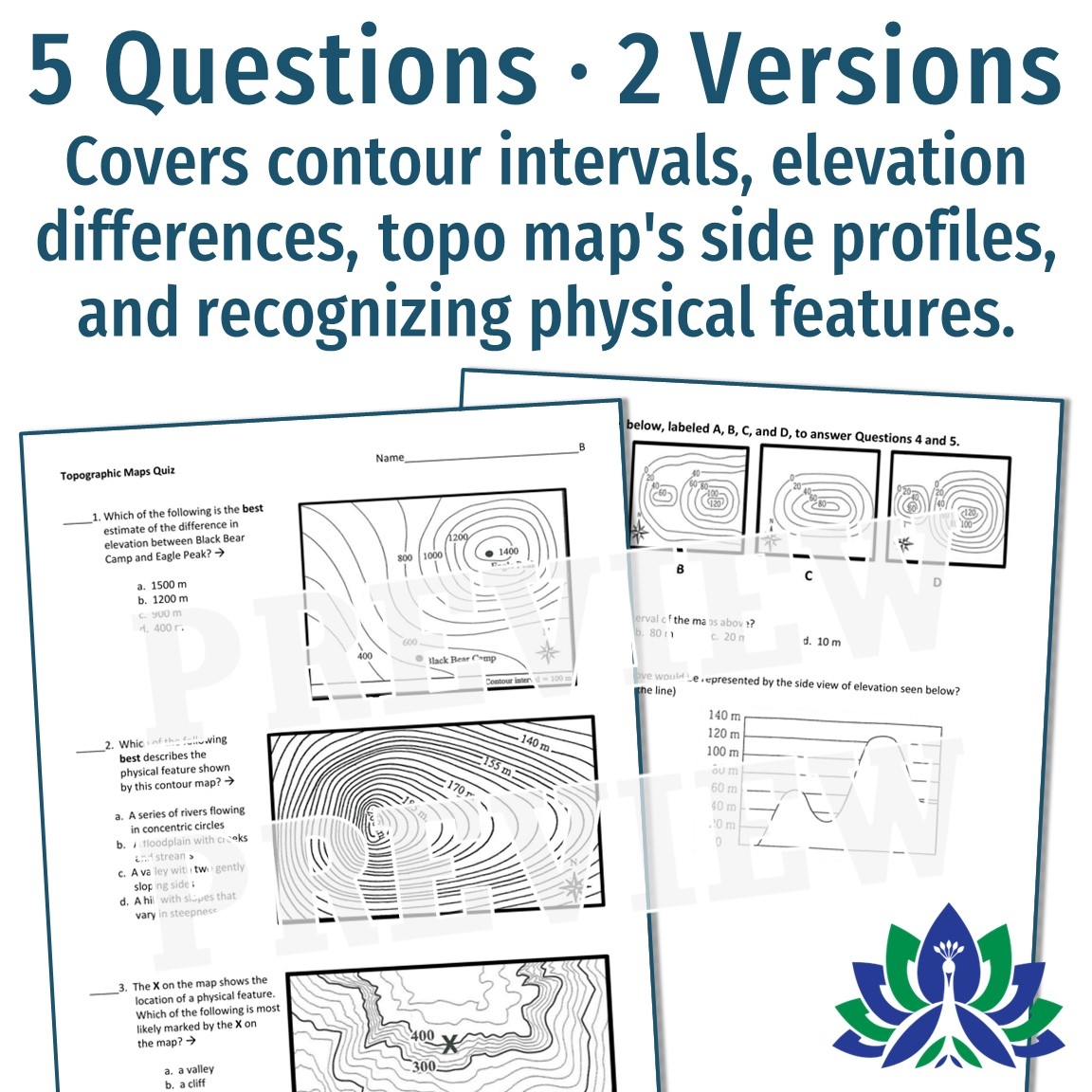 Free Printable Topographic Map Worksheets