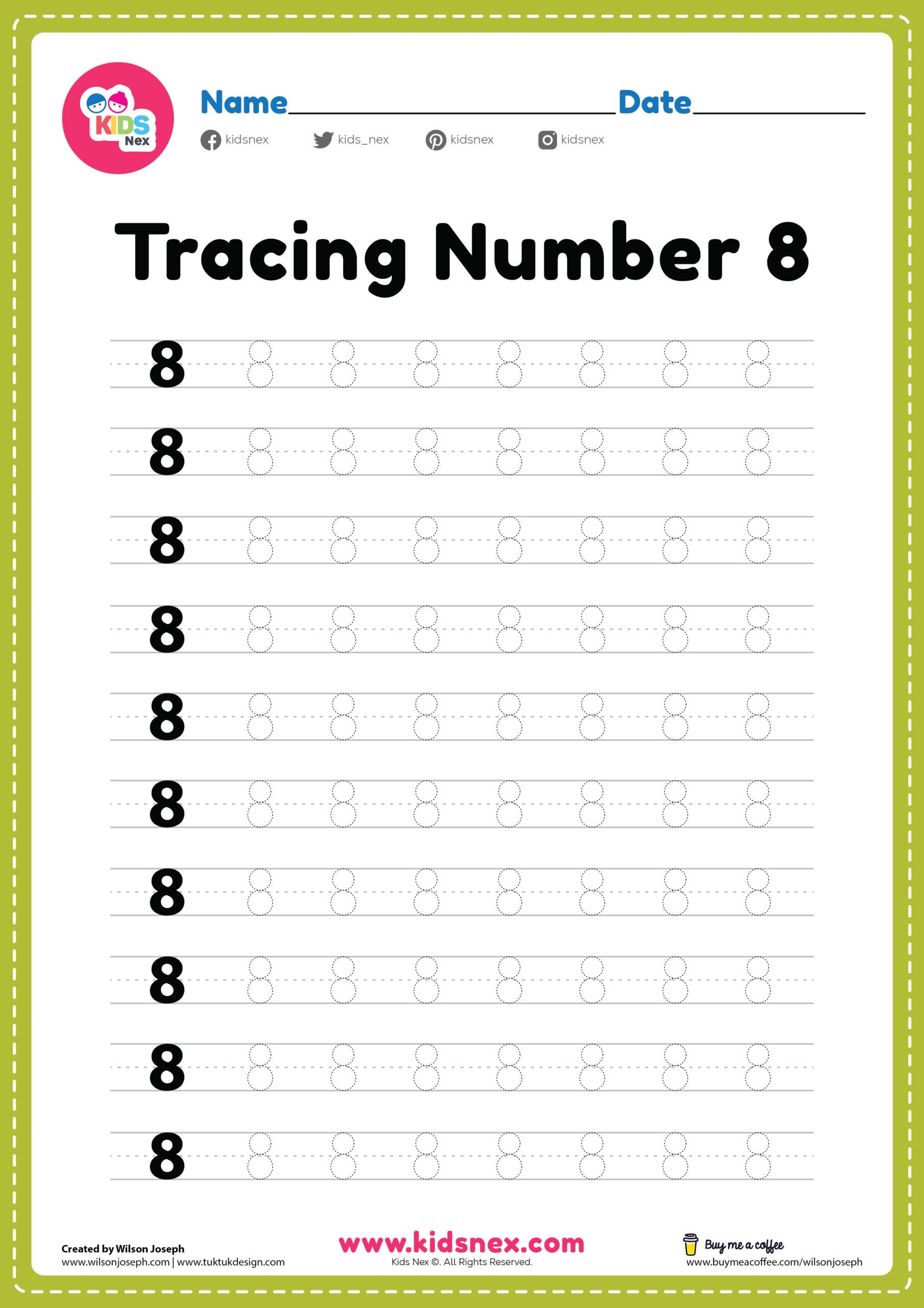 Free Printable Number 8 Worksheets