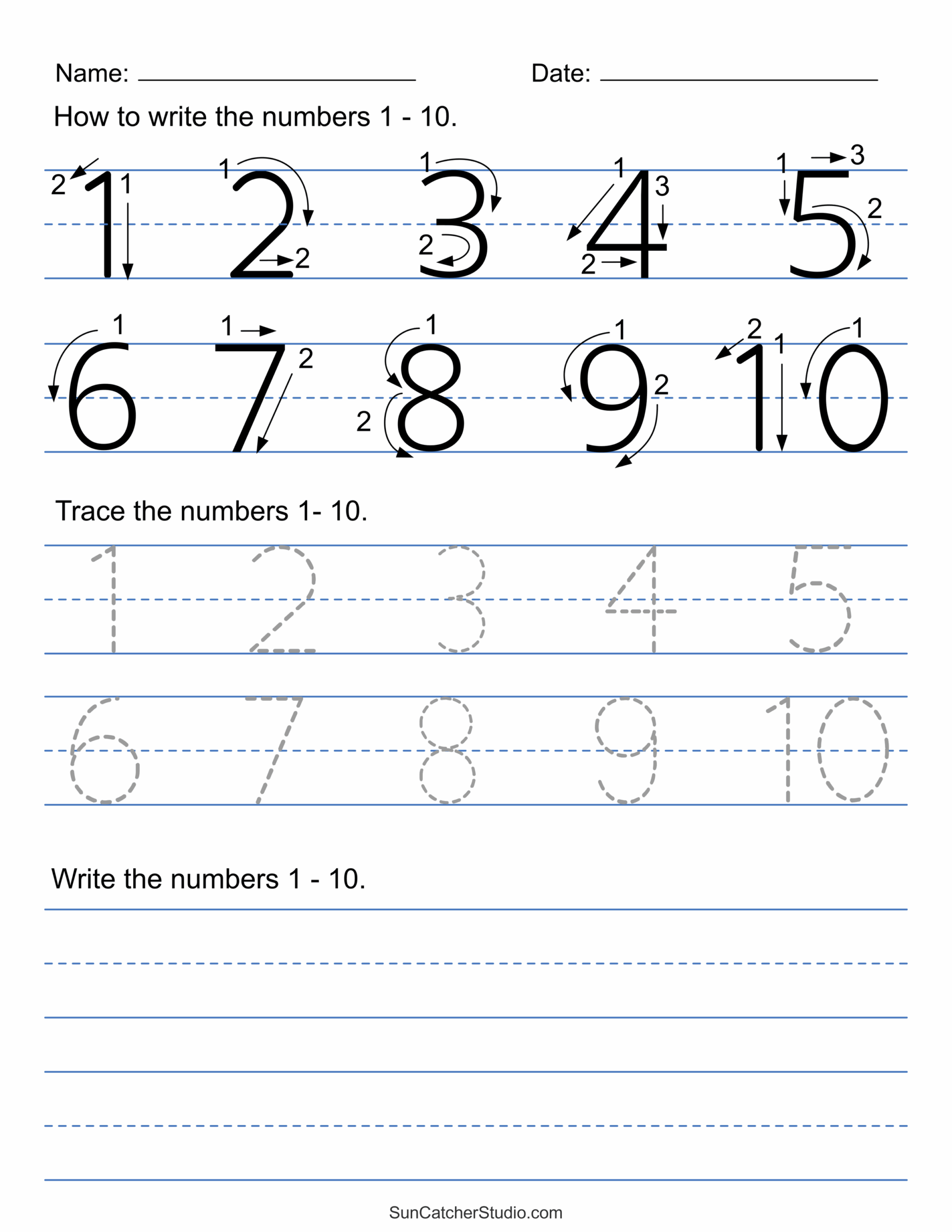 Writing Numbers Free Printable Worksheets