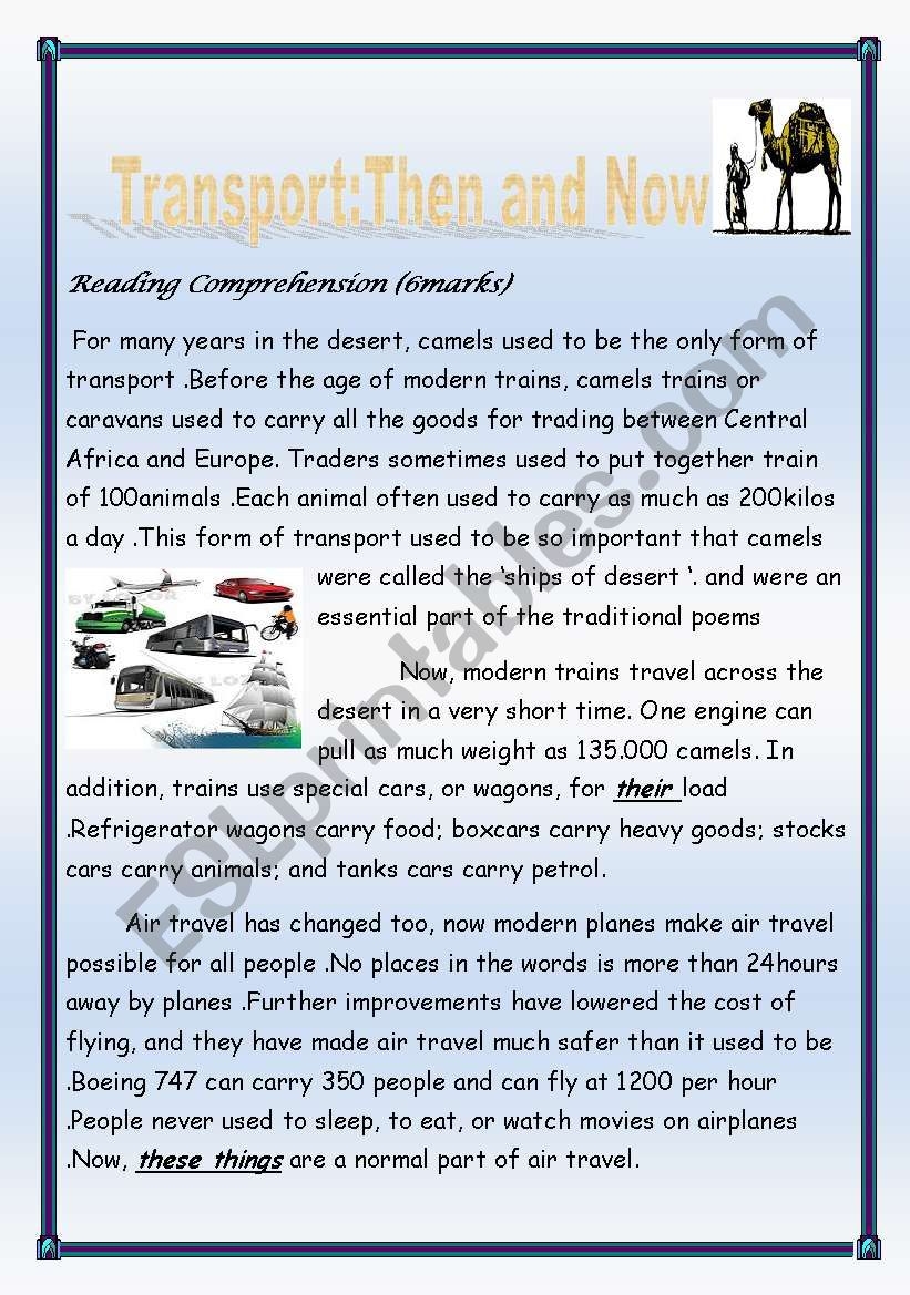 Transport And Travel ESL Worksheet By Sarour