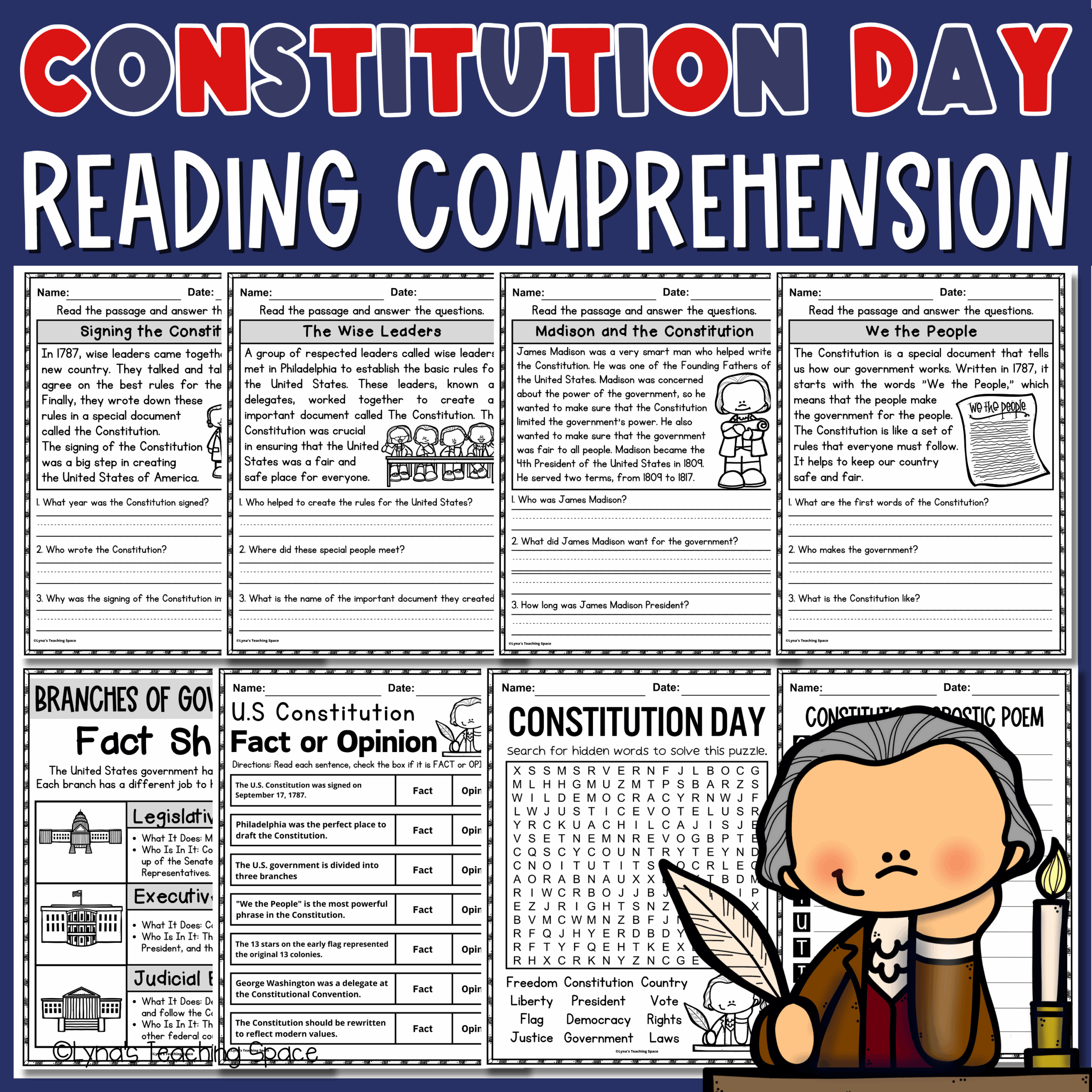 Constitution Reading Comprehension Worksheet