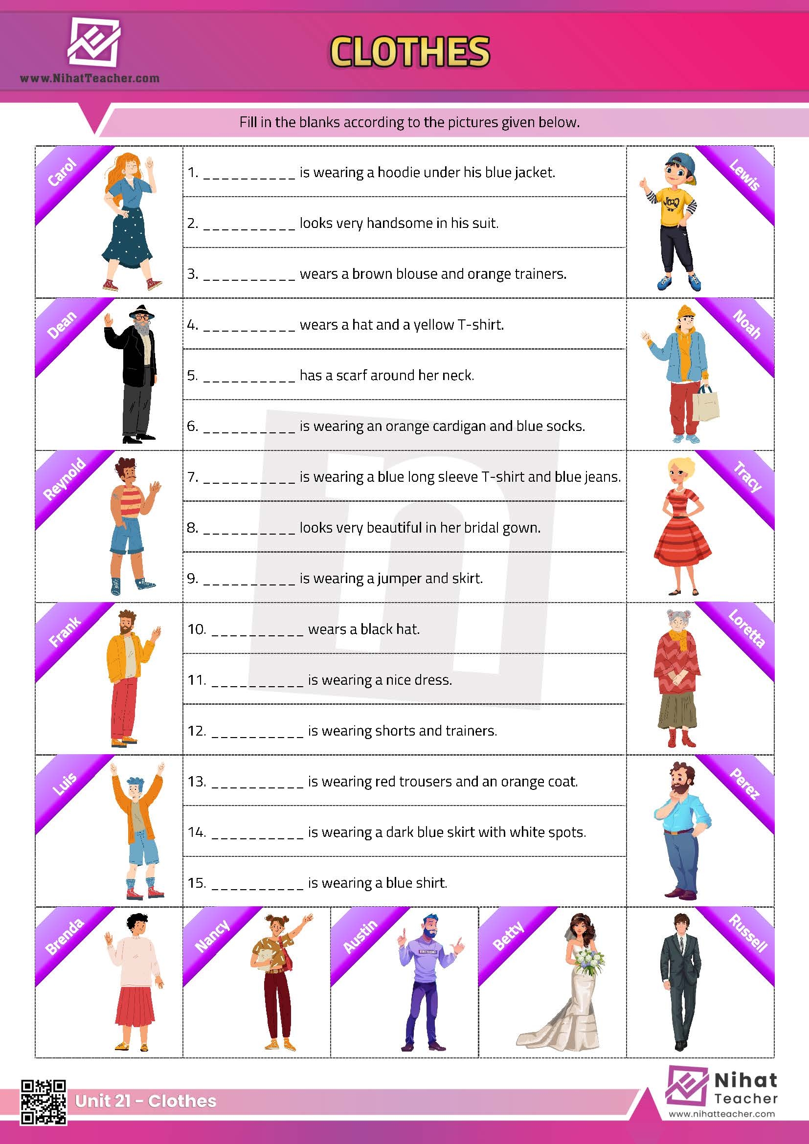 Unit 21 Clothes Worksheet 3 Free English Learning And Teaching Resources Free PDF Worksheets And Multiple Choice Tests 