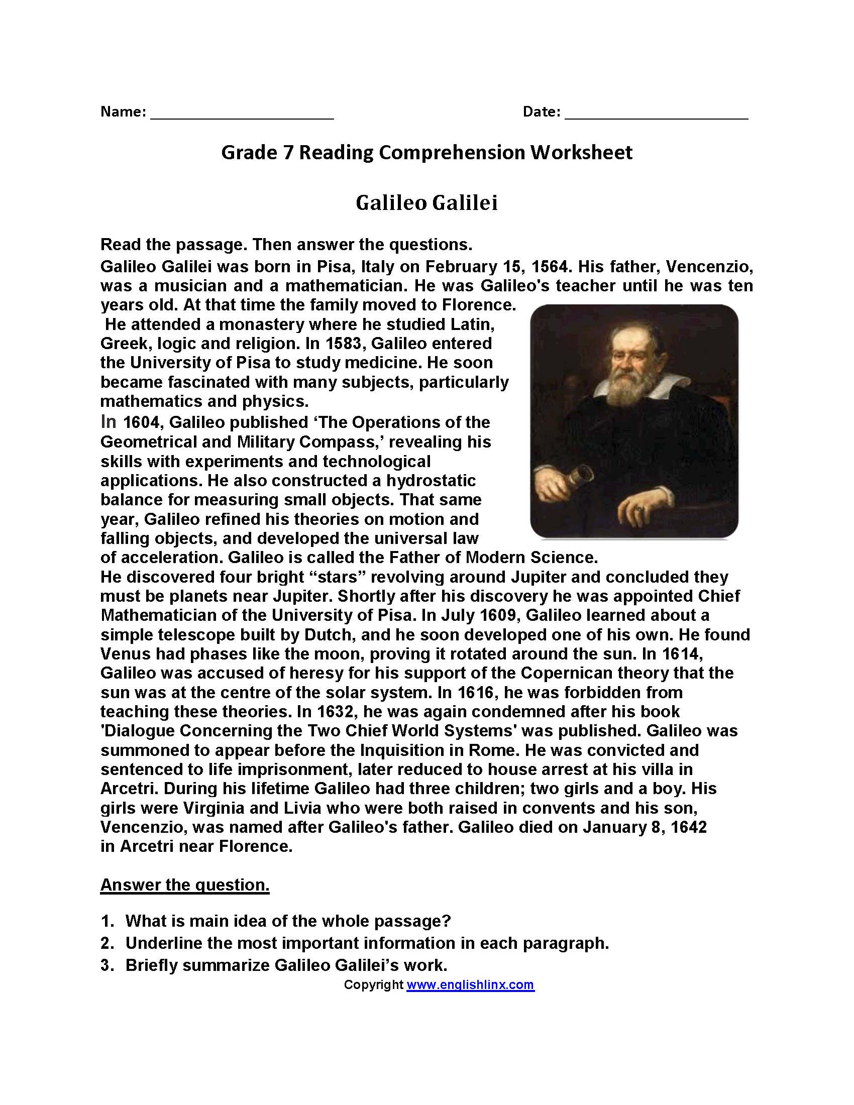 Unit 7 Reading Comprehension Interactive Worksheet Edform 