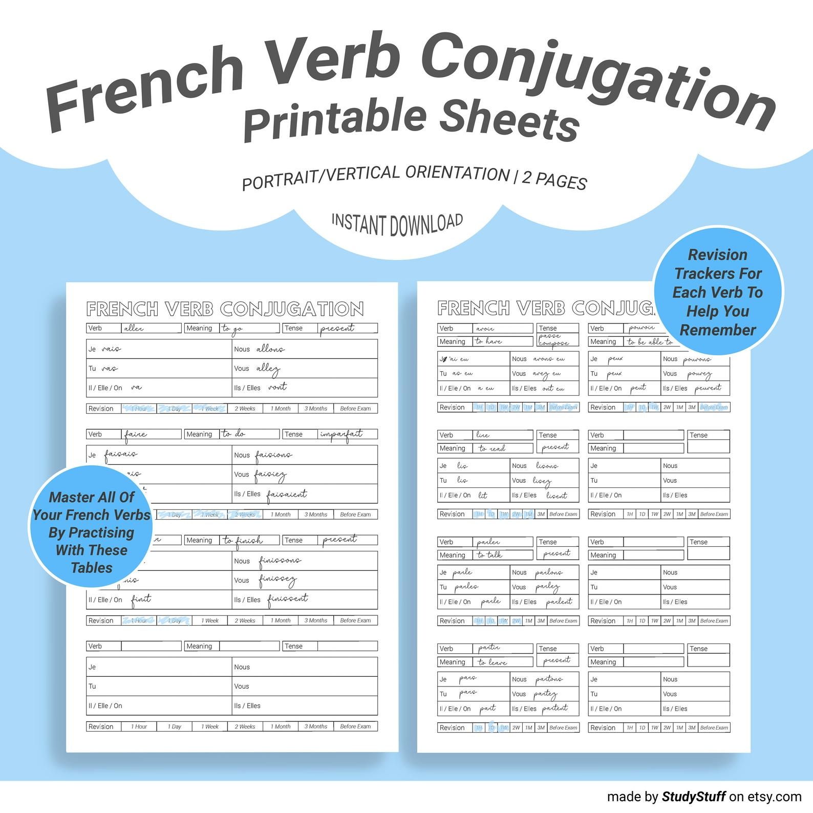 Use This Conjugation Worksheet To Master Your French Verbs 